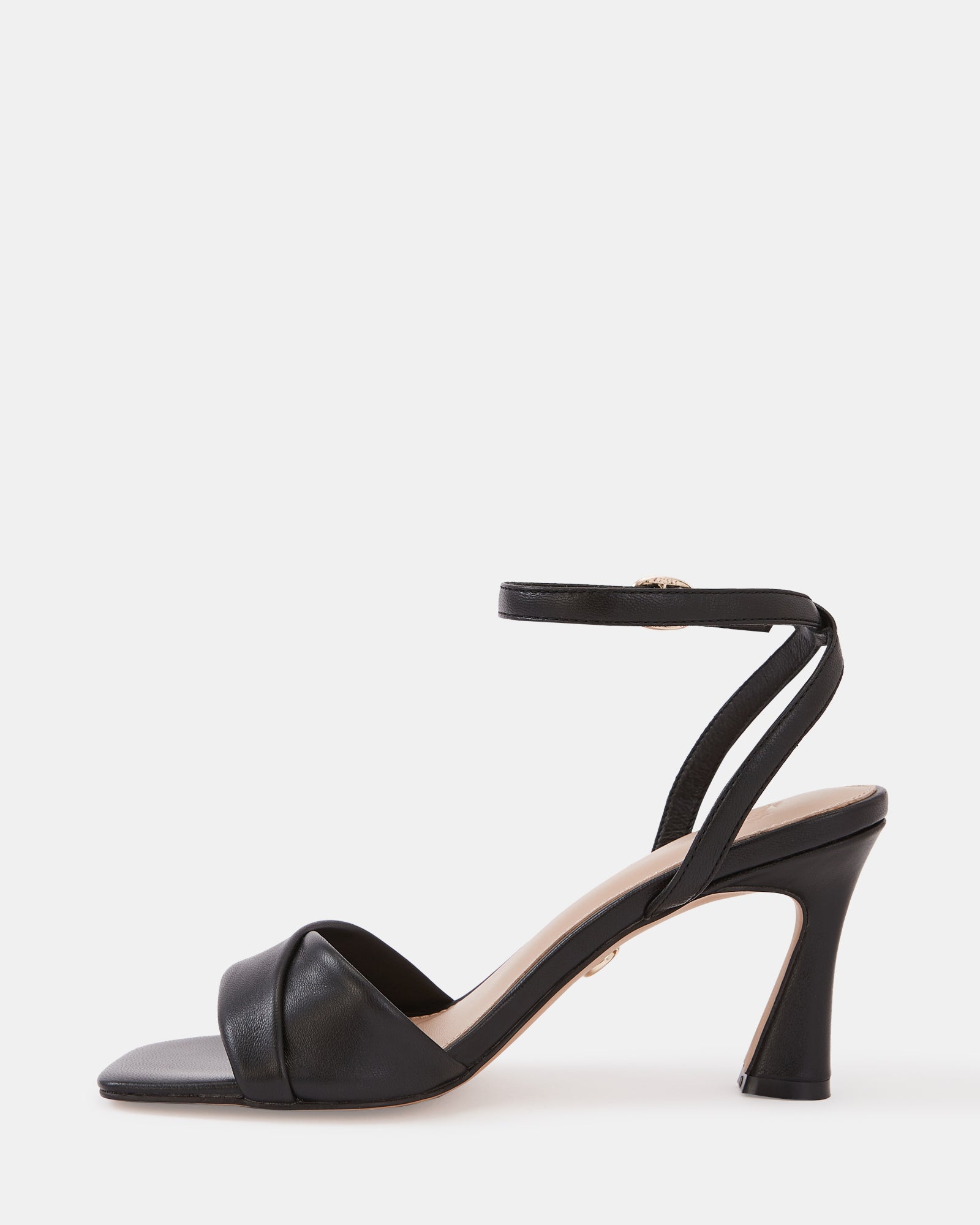Yolanda Black Leather Flared Heel