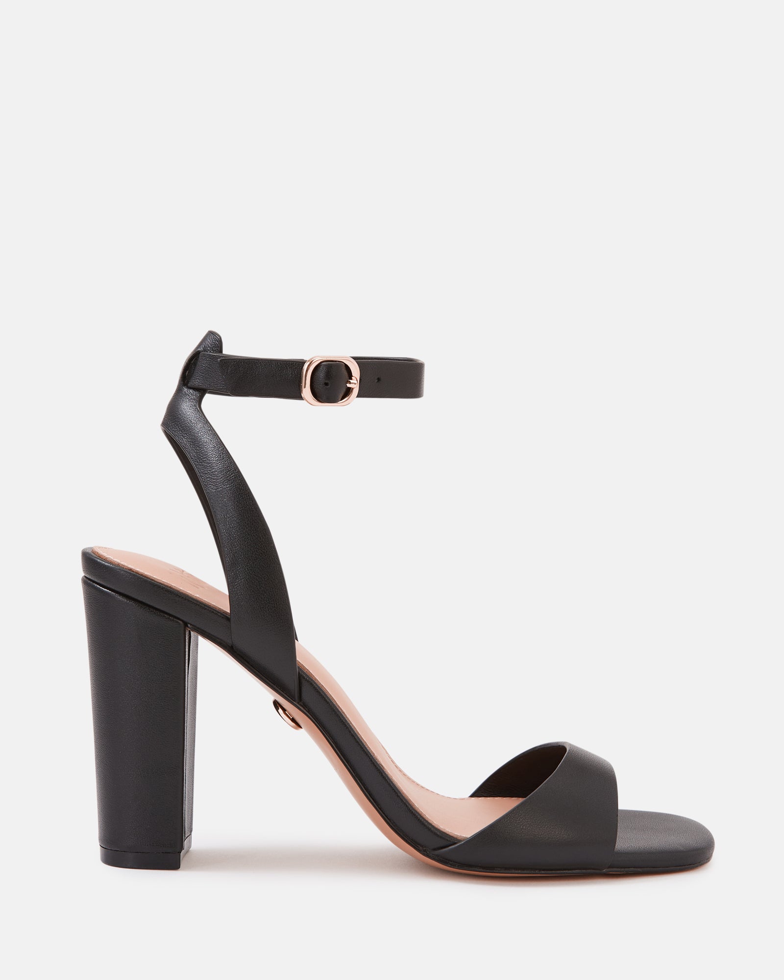 Ryan Black Leather Block Heel
