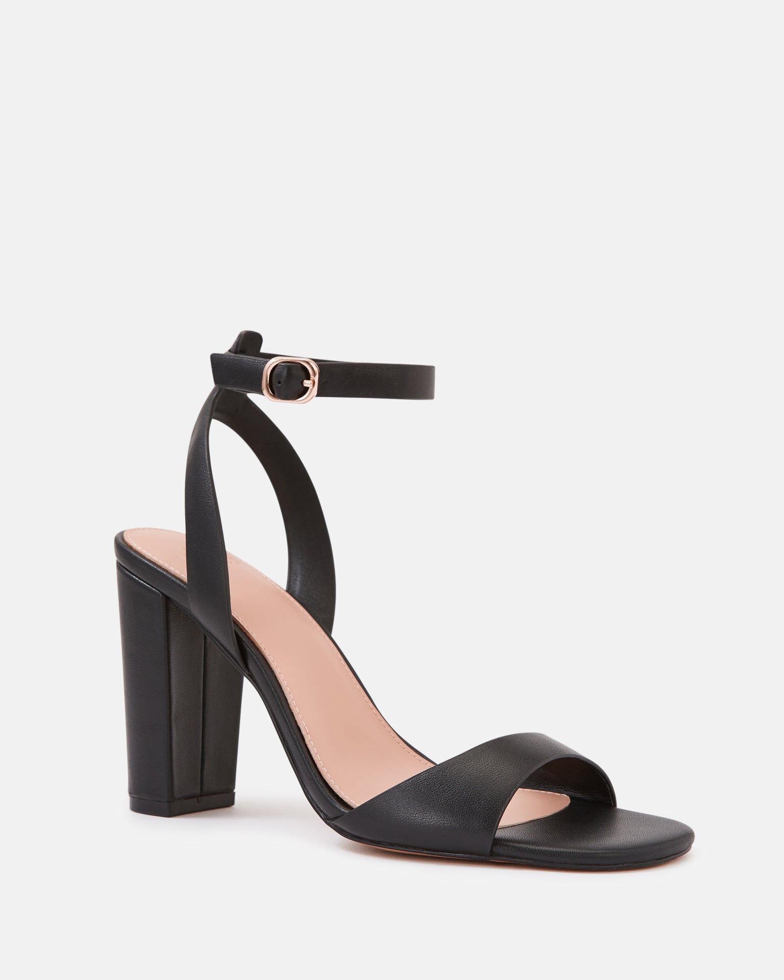 Ryan Black Leather Block Heel