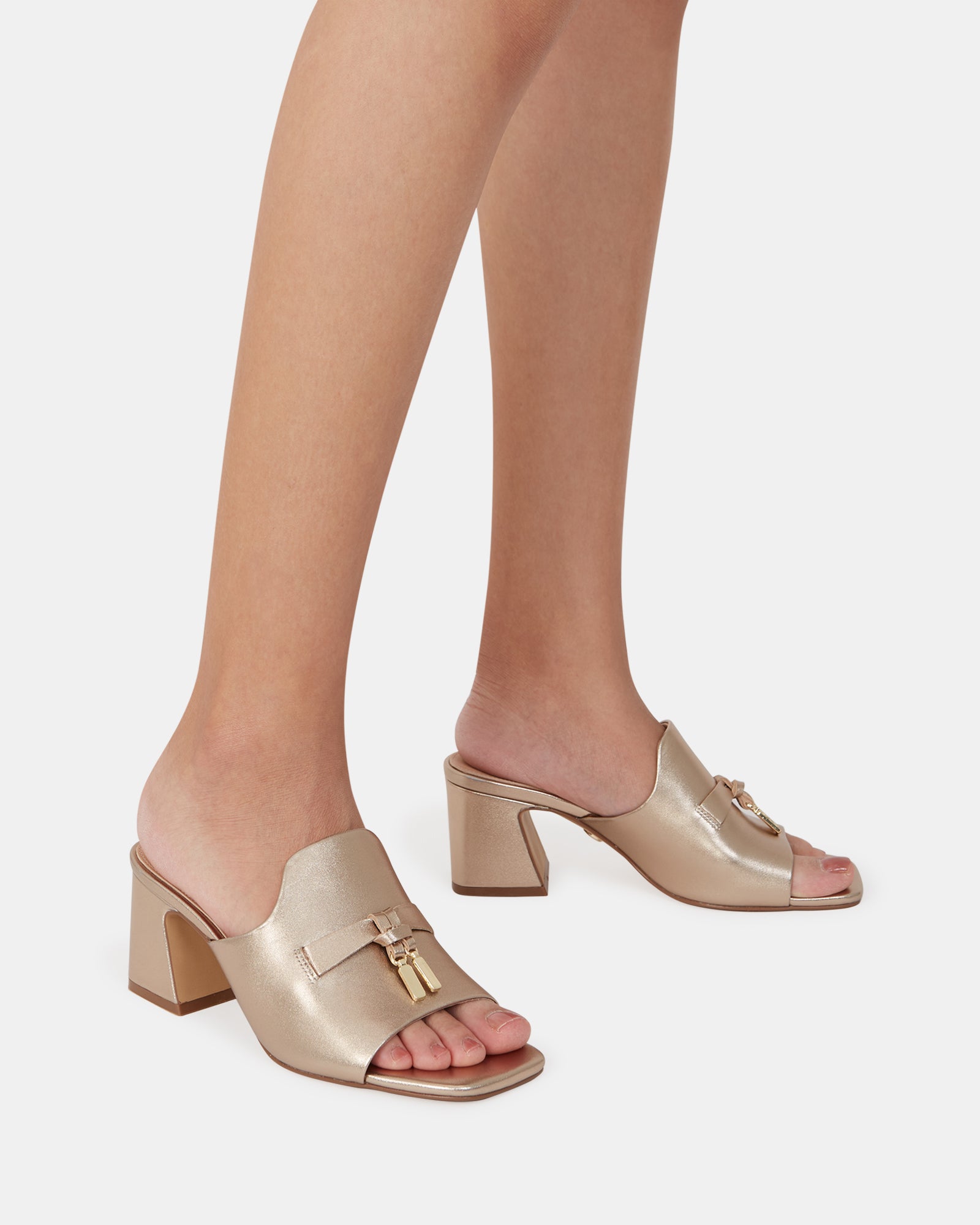 Mayse Champagne Pebble Leather Mule