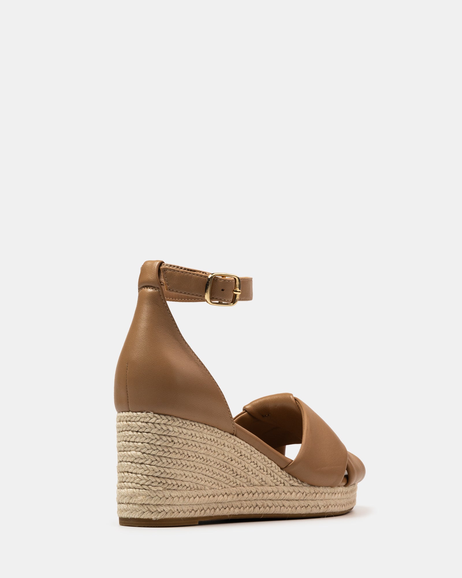 Niley Dark Sand Leather Espadrille Wedge