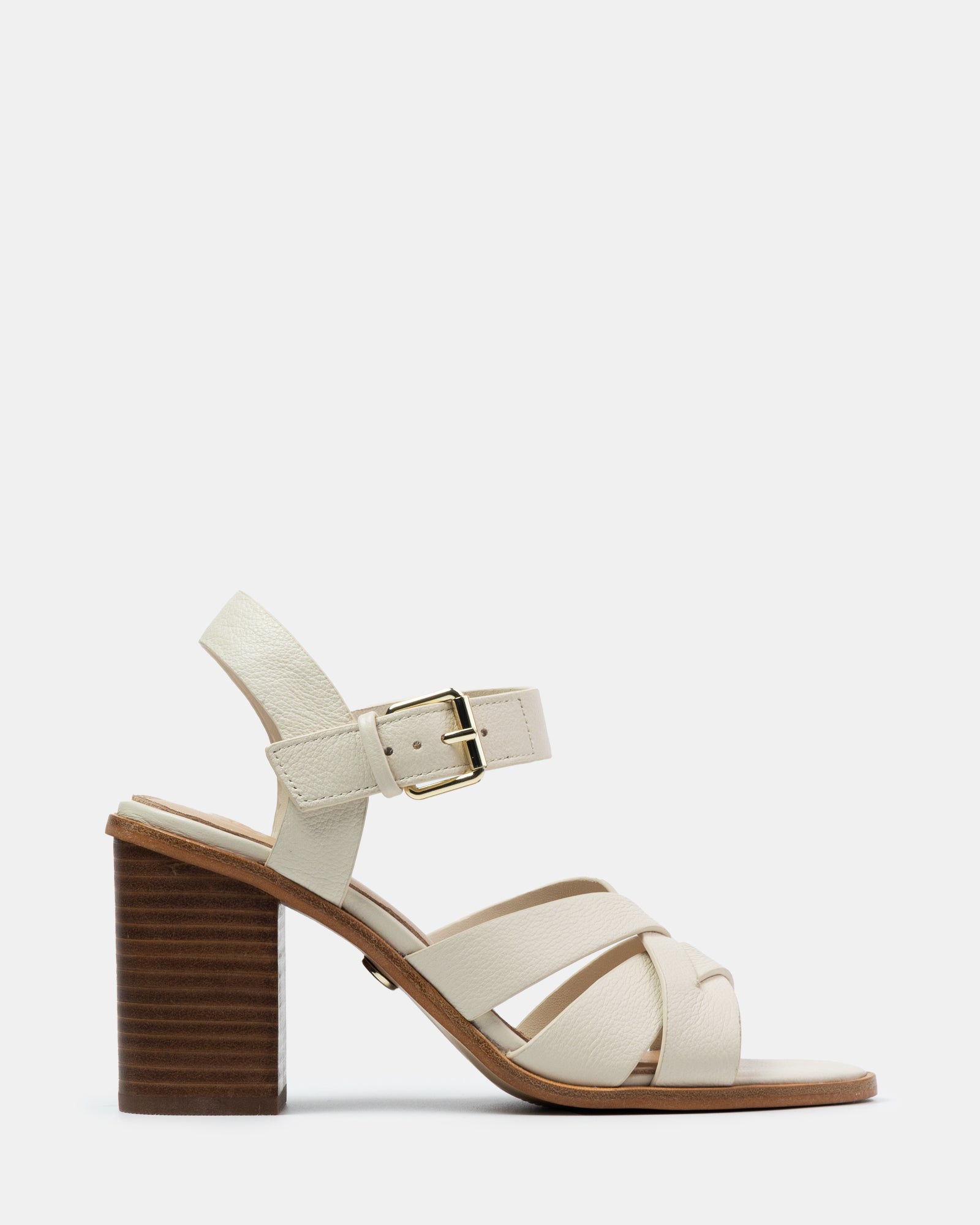 Penni Vintage Ivory Pebble Leather Block Heel