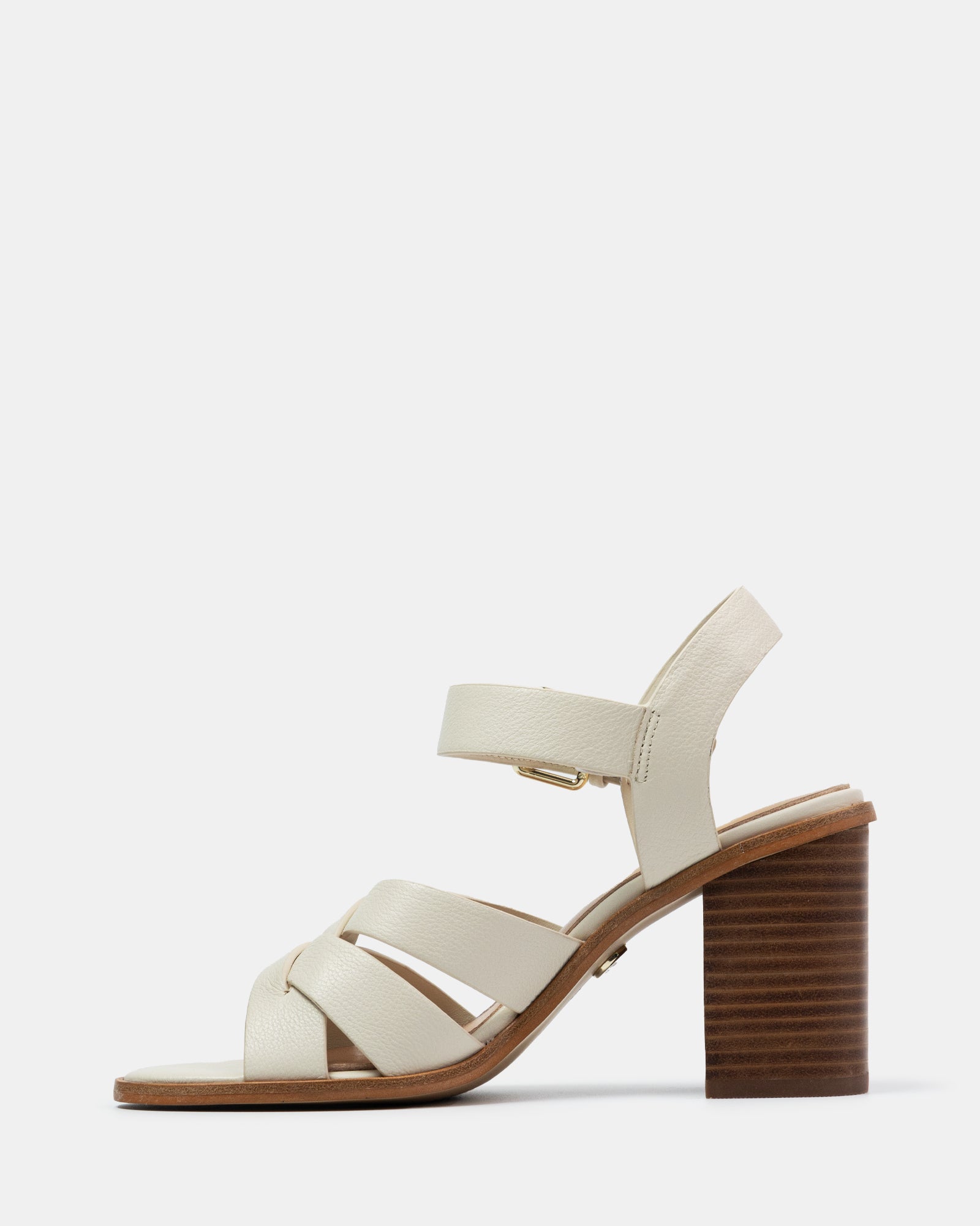 Penni Vintage Ivory Pebble Leather Block Heel