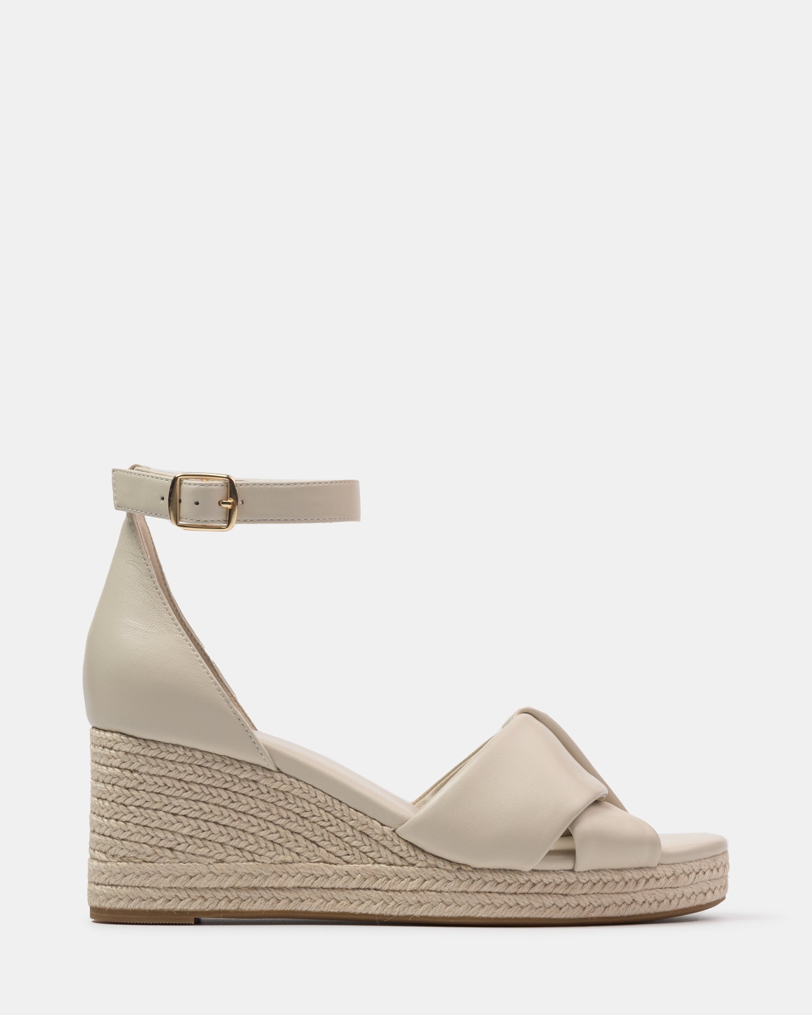 Niley Vintage Ivory Leather Espadrille Wedge