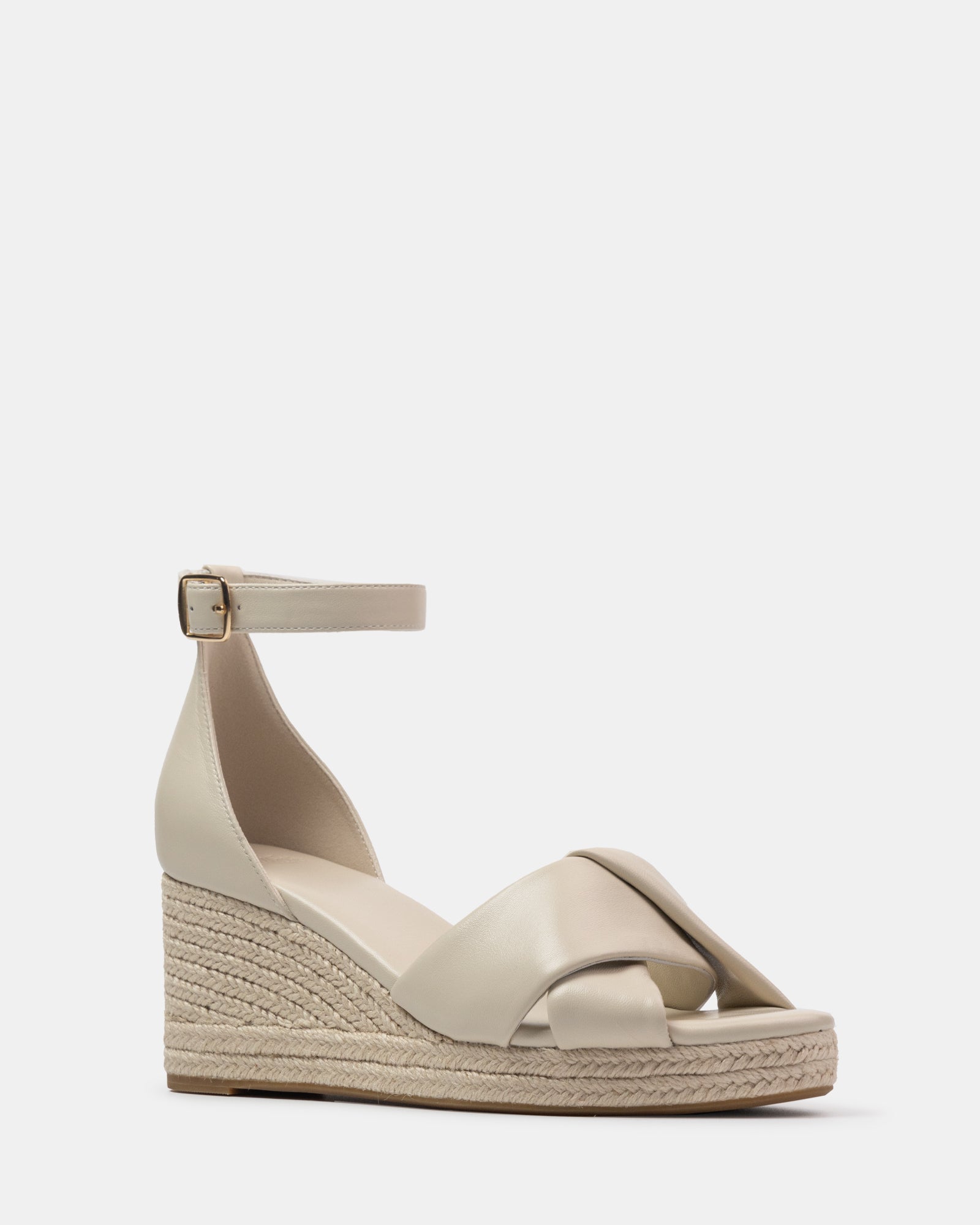 Niley Vintage Ivory Leather Espadrille Wedge