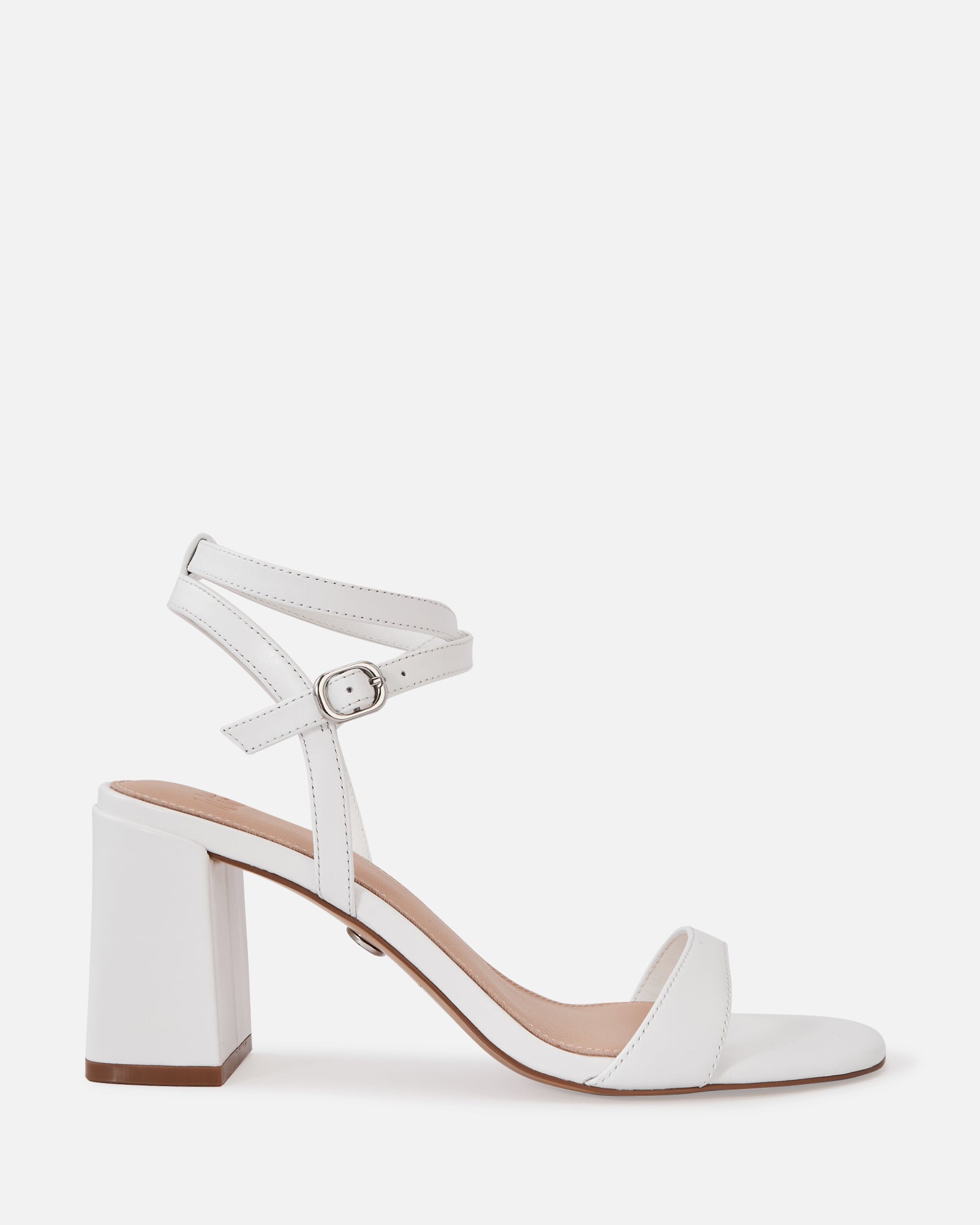 Colette White Leather Block Heel