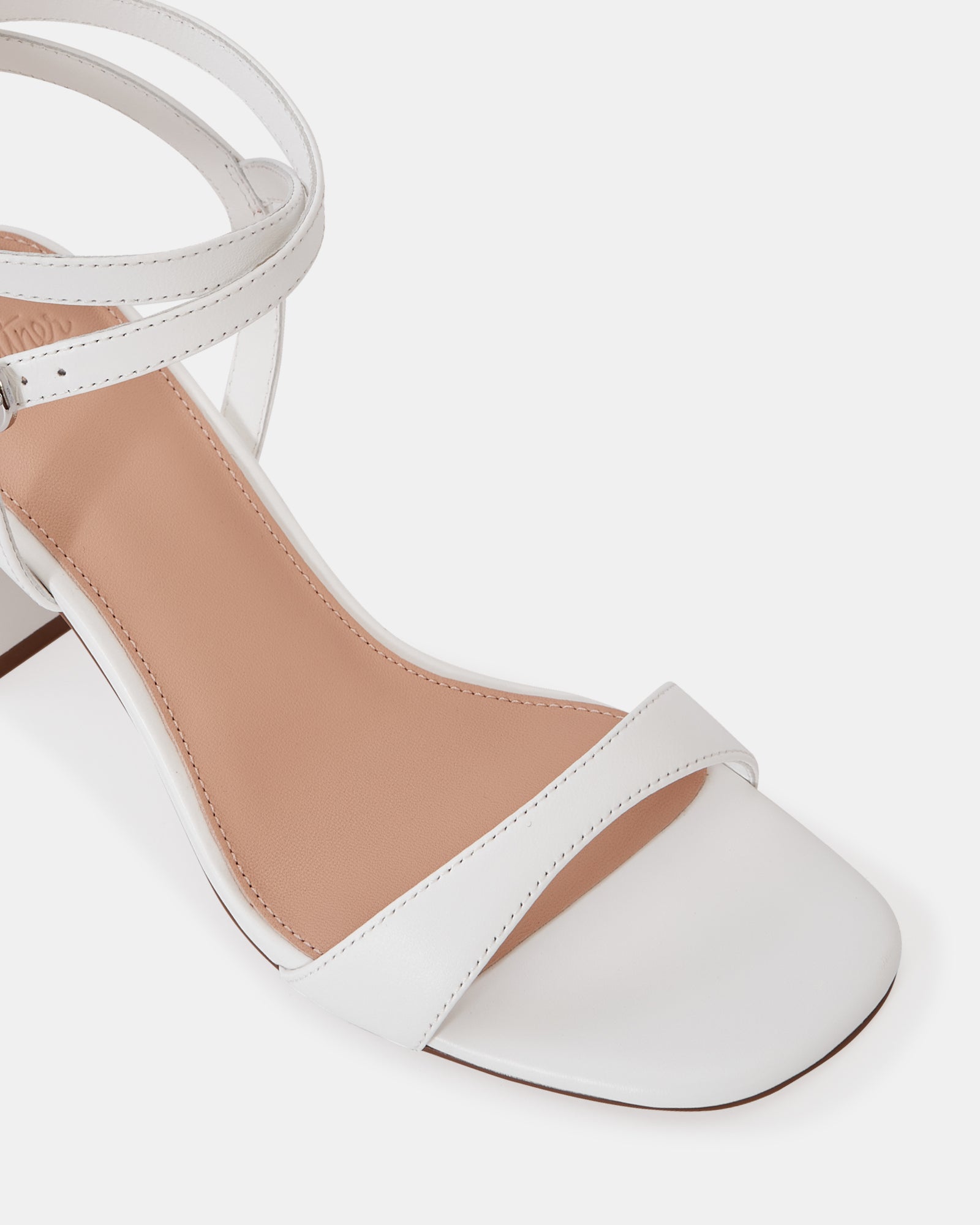 Colette White Leather Block Heel