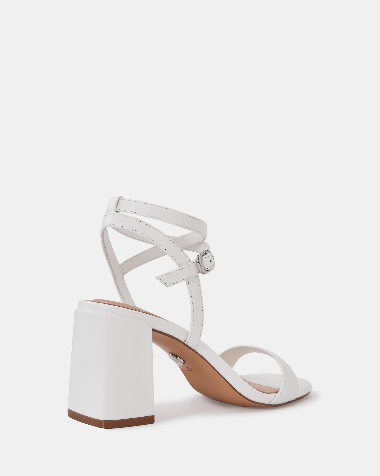 Colette White Leather Block Heel