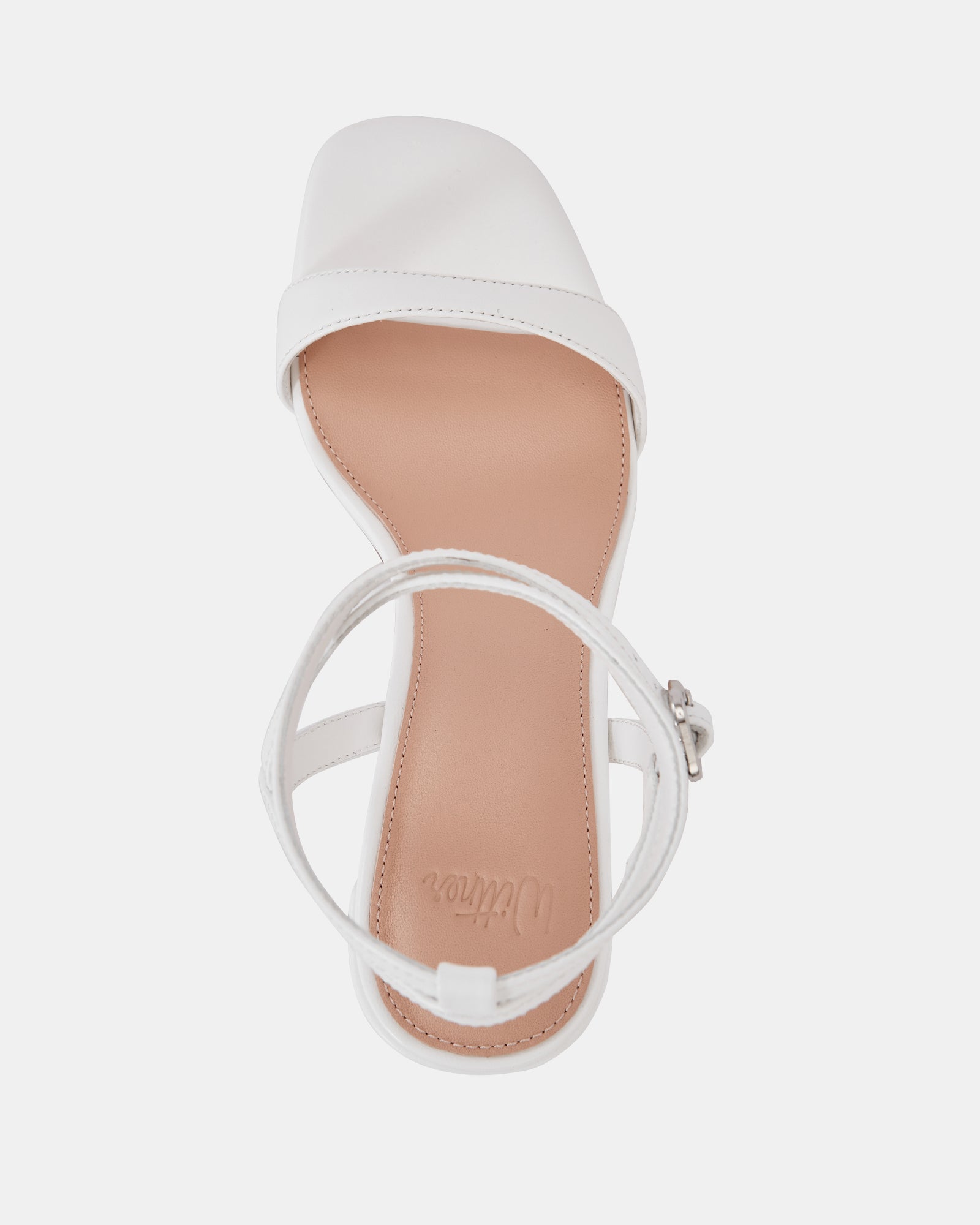 Colette White Leather Block Heel