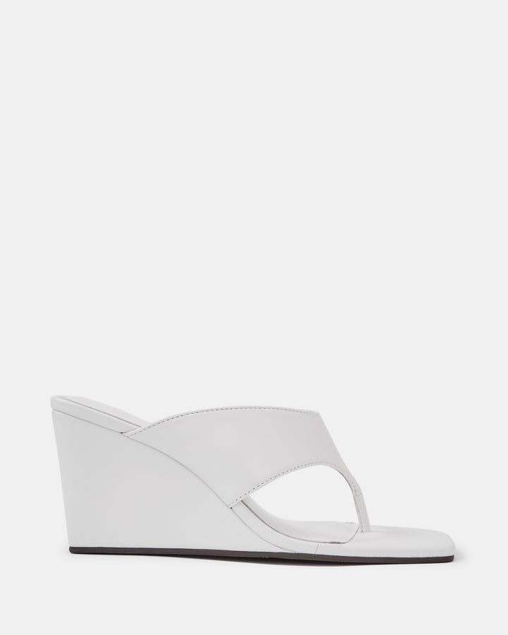 Perri White Leather Wedge Thong