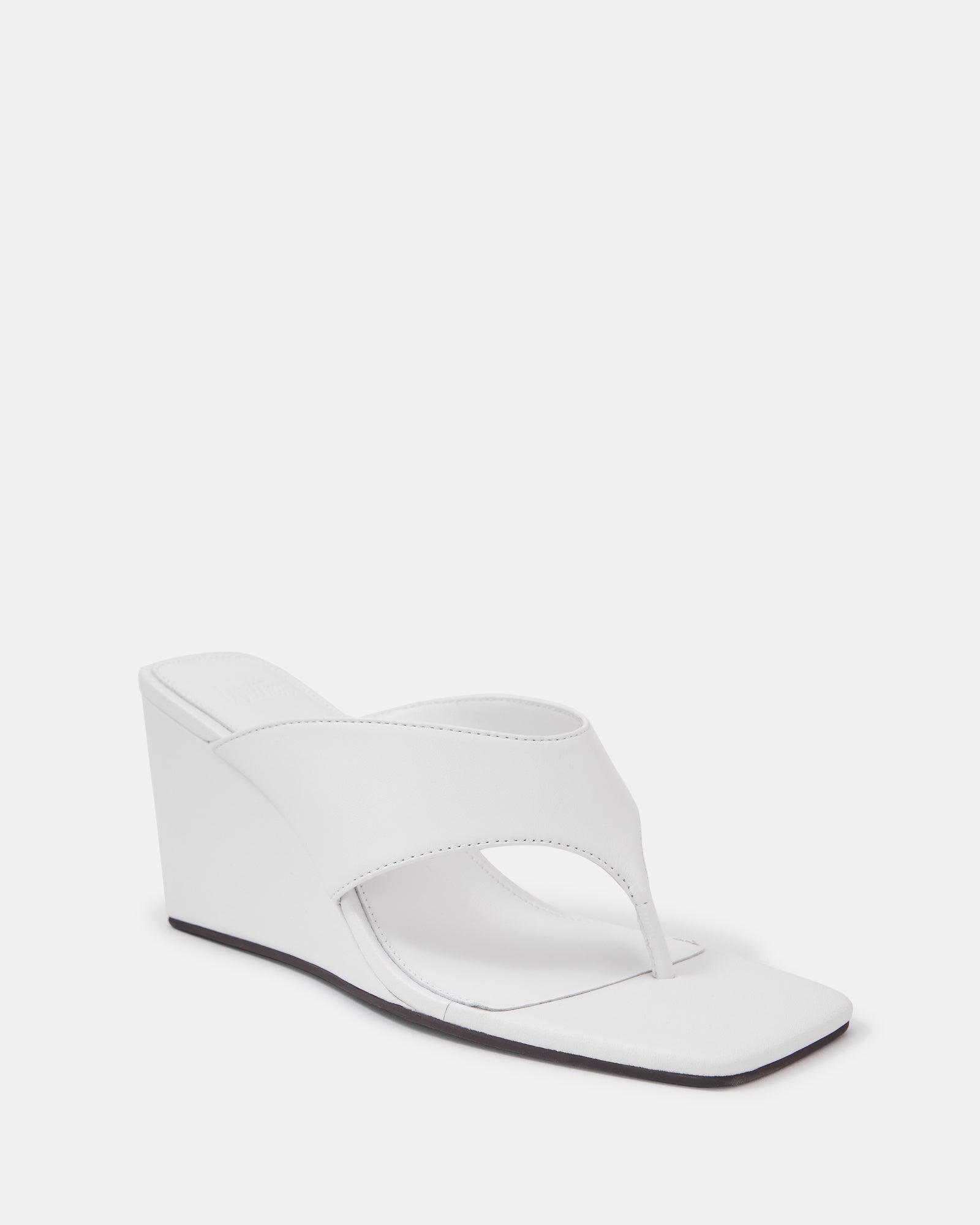 Perri White Leather Wedge Thong