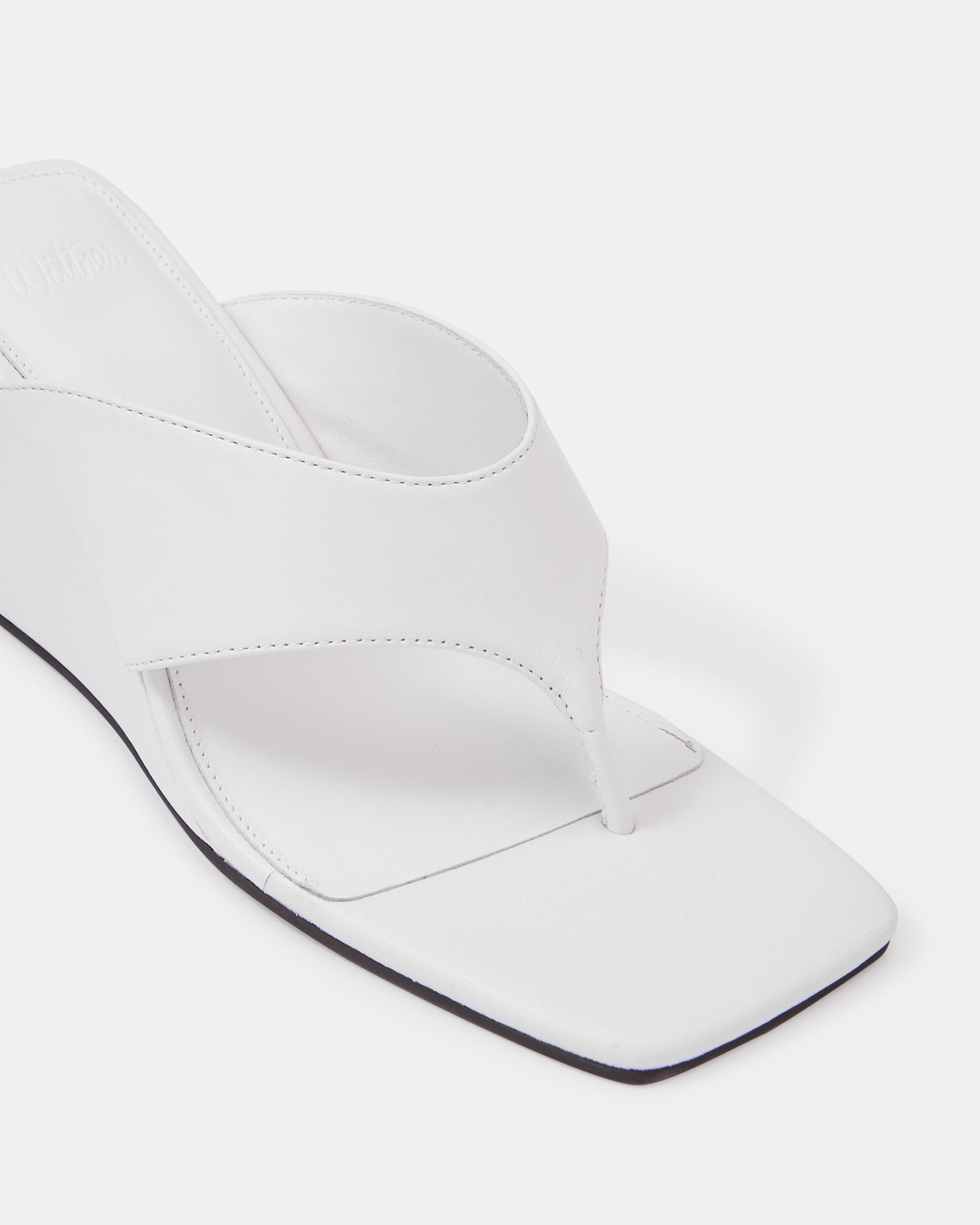 Perri White Leather Wedge Thong