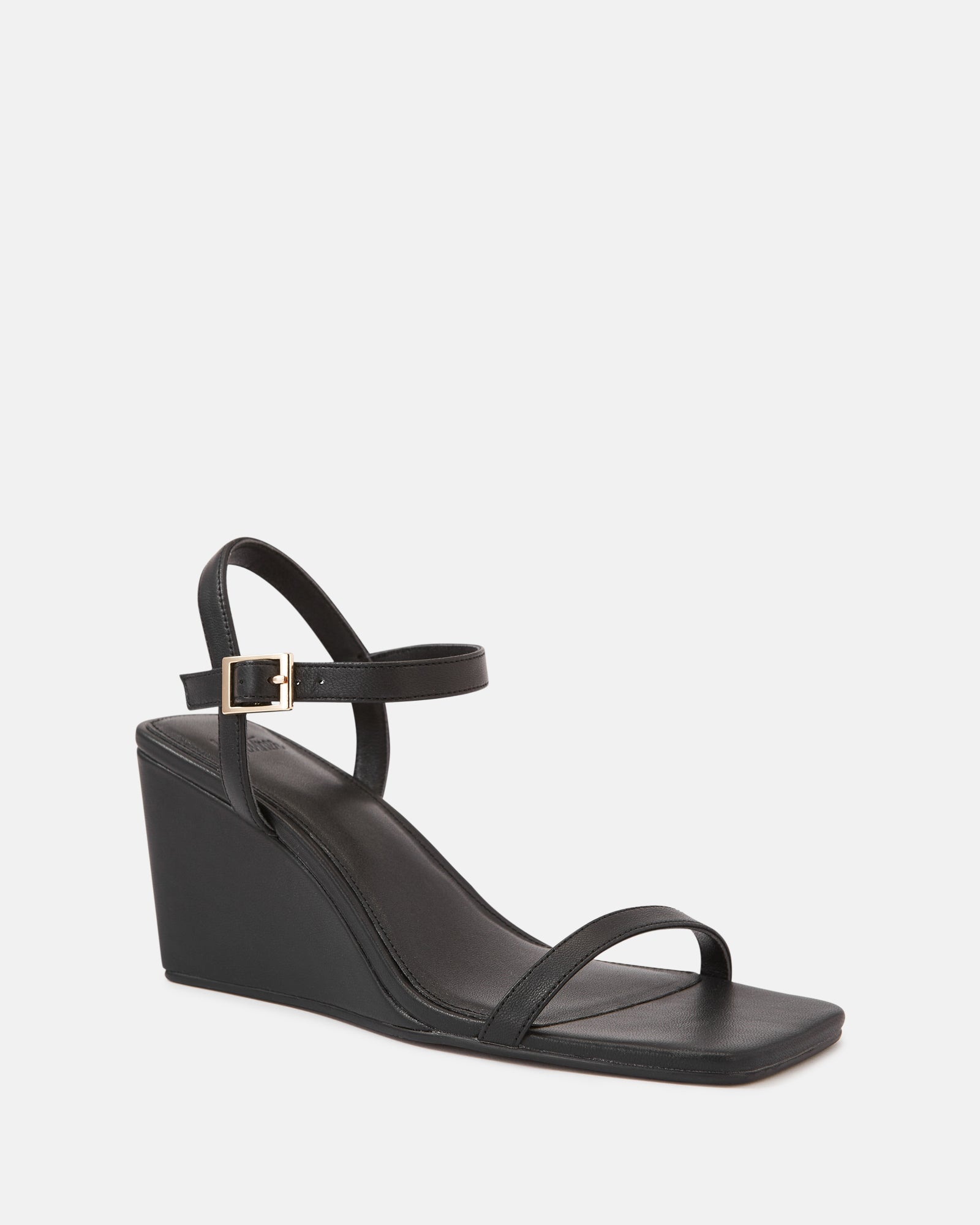Prisca Black Leather Wedge