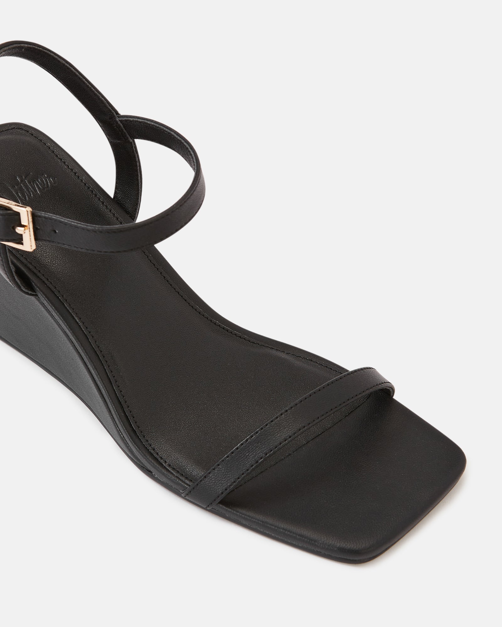 Prisca Black Leather Wedge