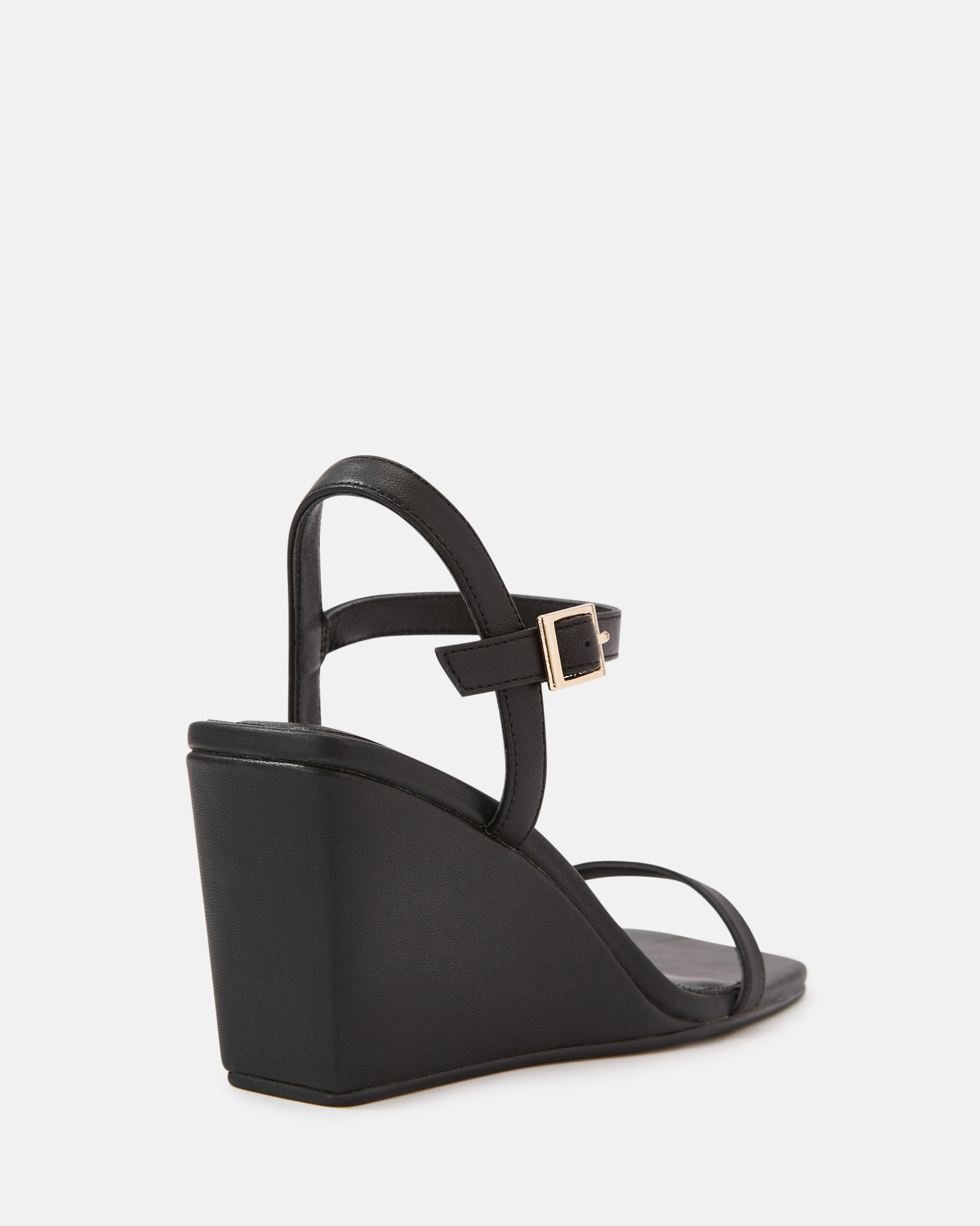 Prisca Black Leather Wedge