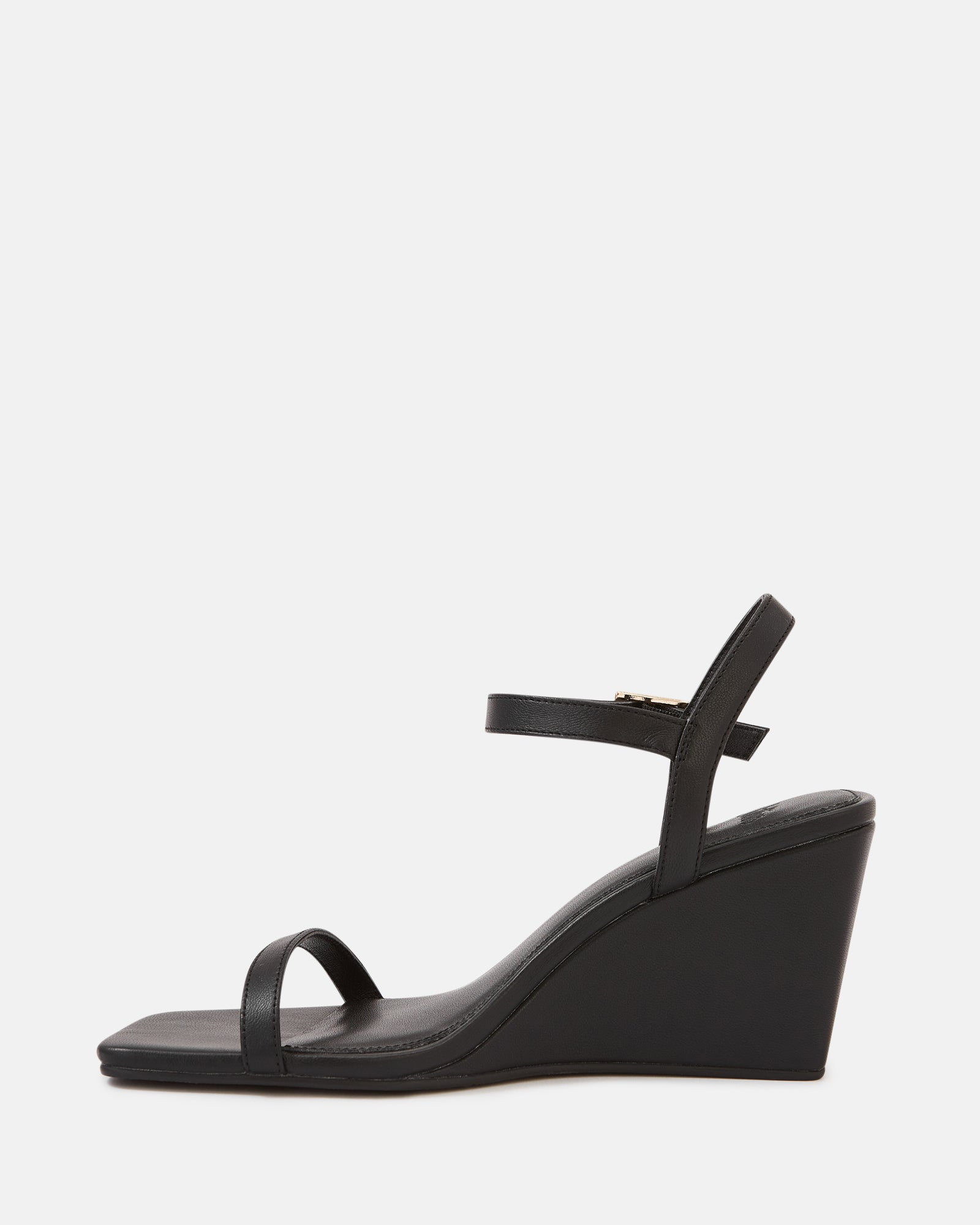Prisca Black Leather Wedge