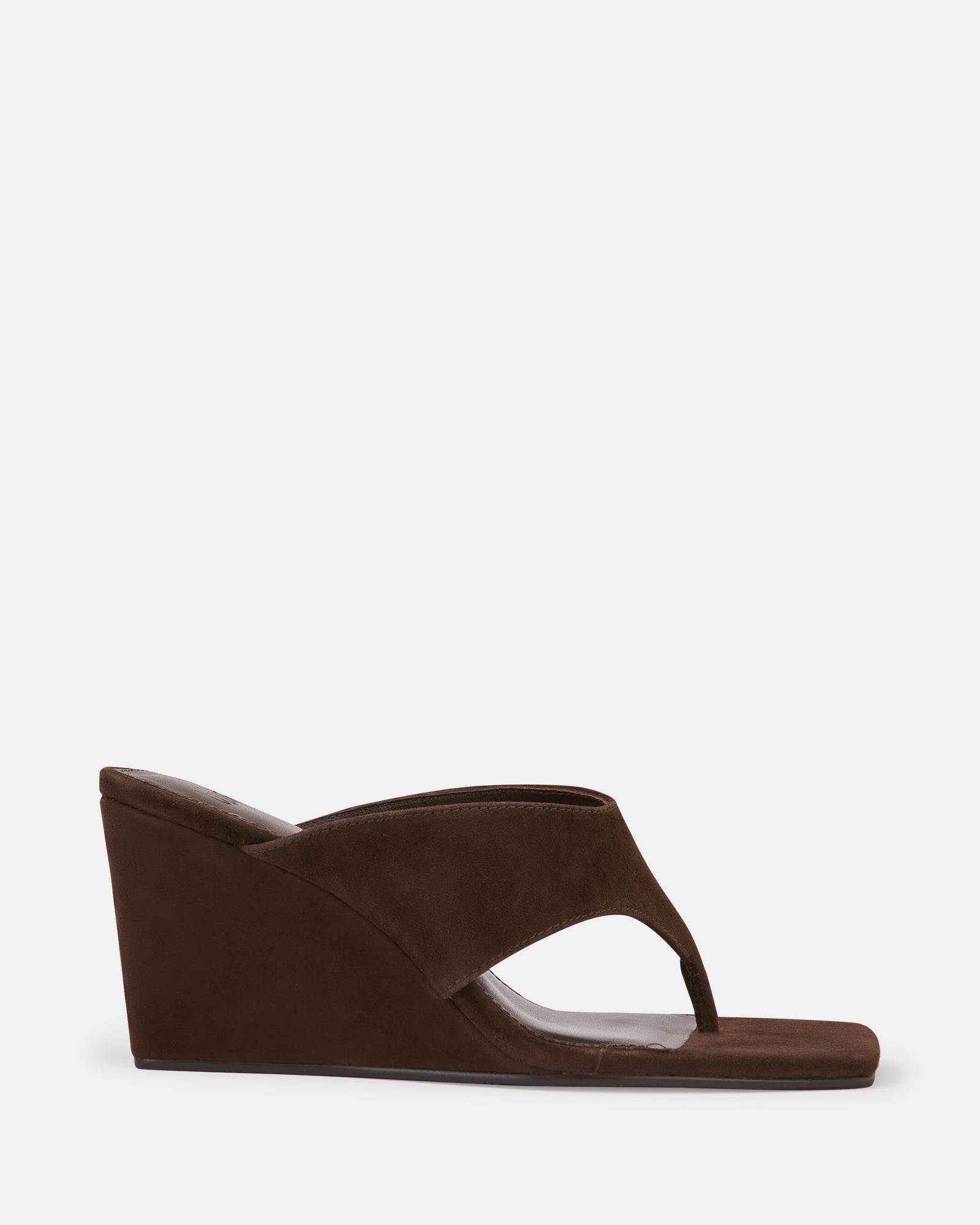 Perri Espresso Suede Leather Wedge Thong