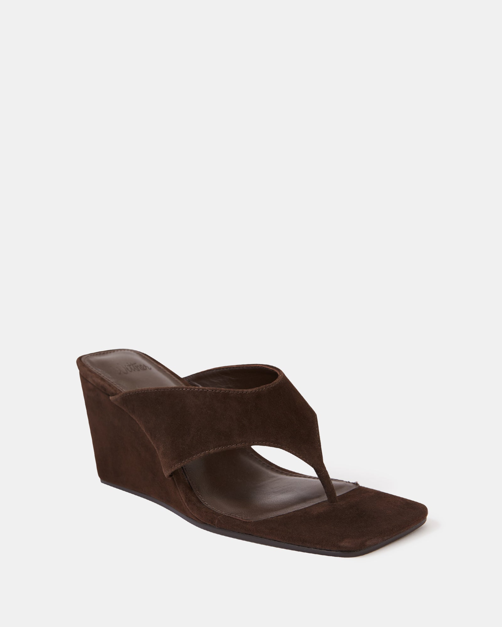Perri Espresso Suede Leather Wedge Thong