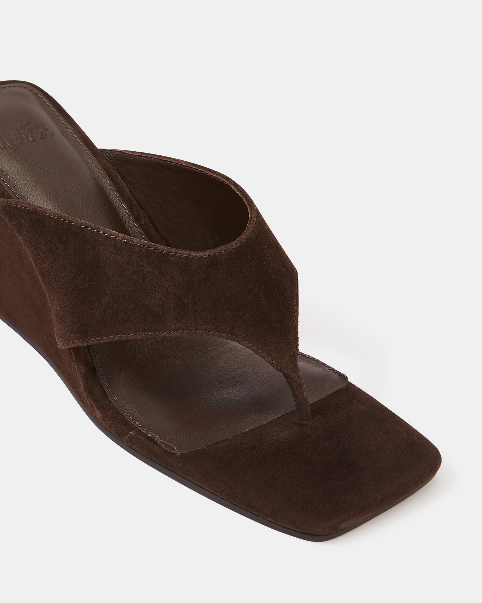 Perri Espresso Suede Leather Wedge Thong