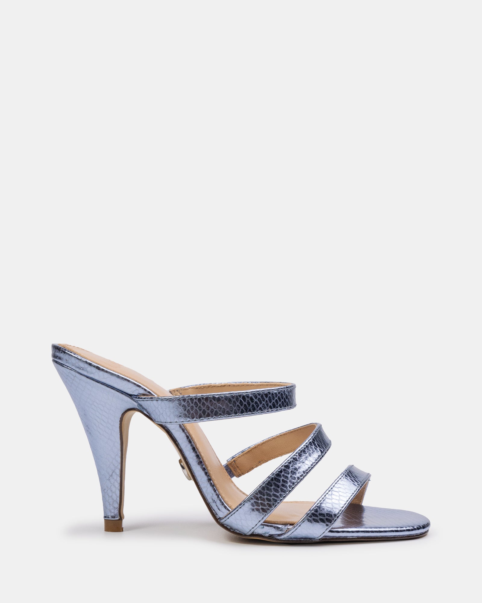 Terra Ice Blue Metallic Reptile Emboss Leather Heel