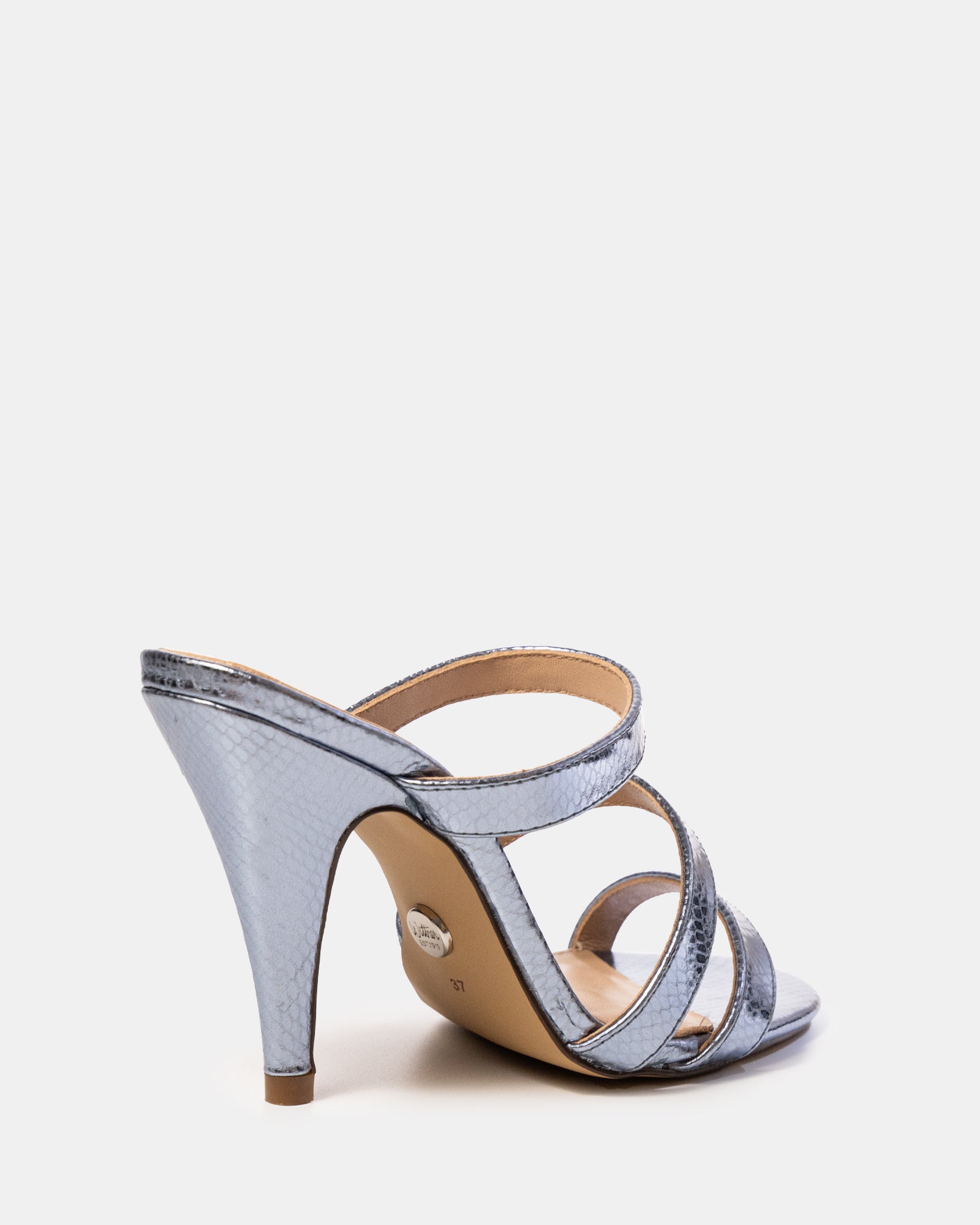 Terra Ice Blue Metallic Reptile Emboss Leather Heel