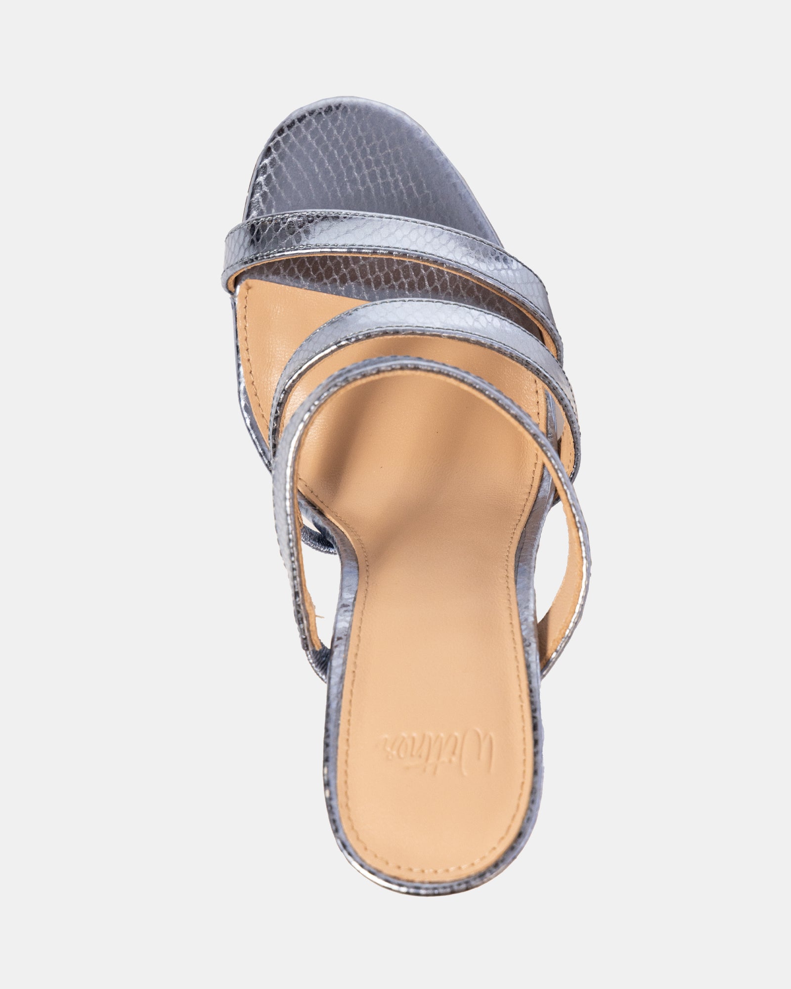 Terra Ice Blue Metallic Reptile Emboss Leather Heel