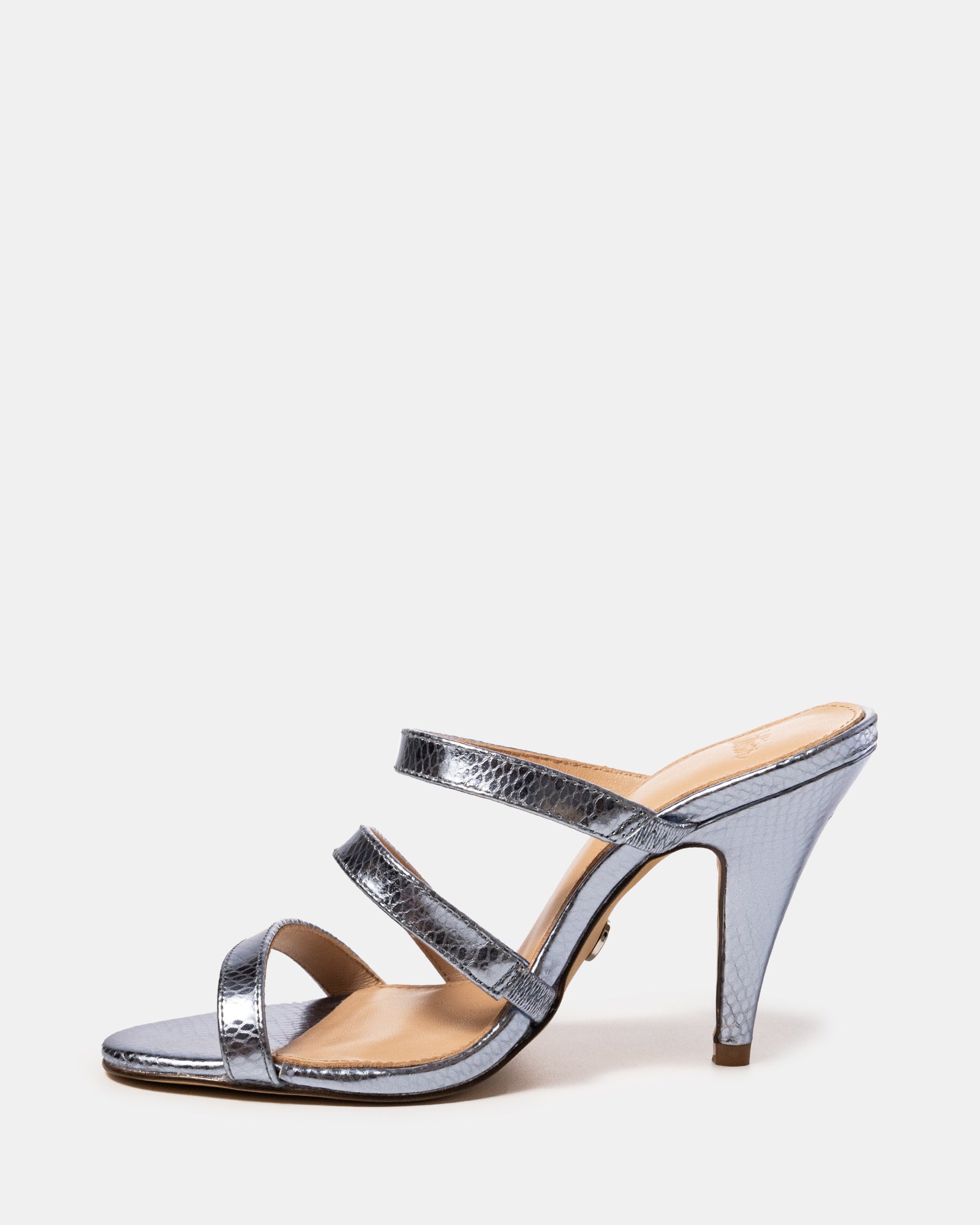 Terra Ice Blue Metallic Reptile Emboss Leather Heel