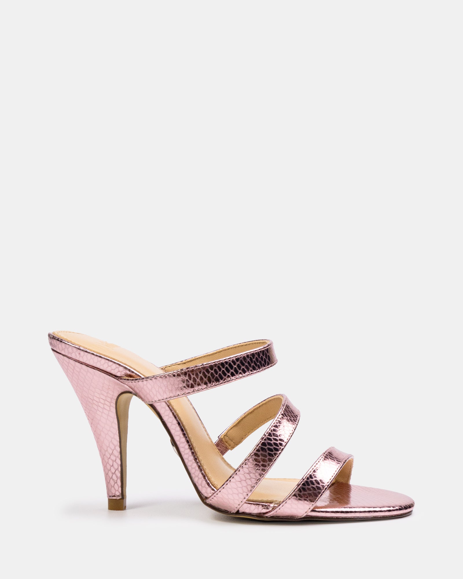 Terra Gelato Pink Metallic Reptile Emboss Leather Strappy Heel