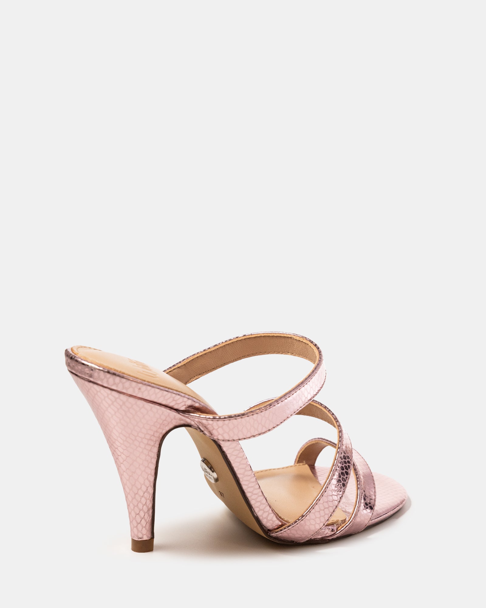 Terra Gelato Pink Metallic Reptile Emboss Leather Strappy Heel