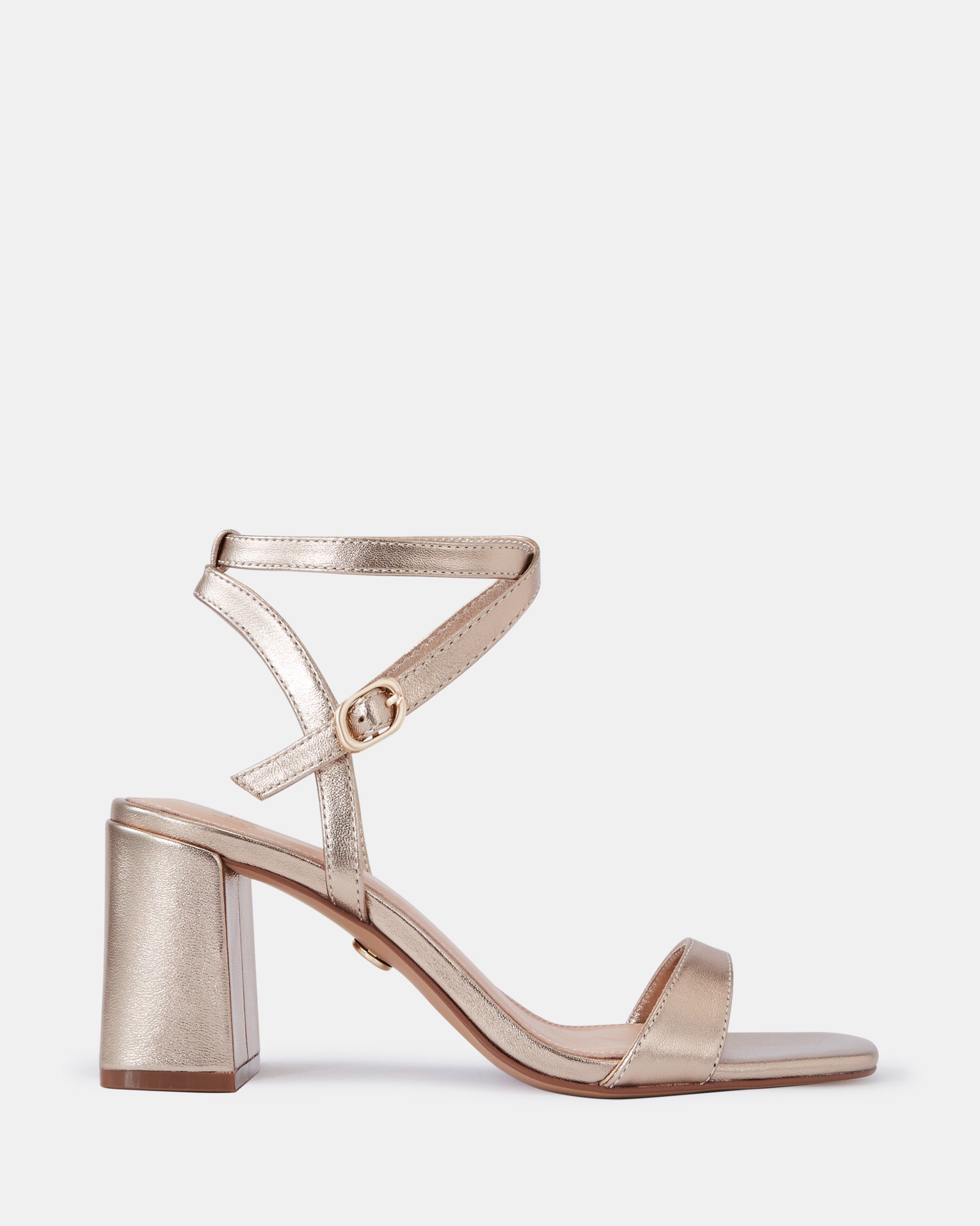 Colette Champagne Metallic Leather Block Heel