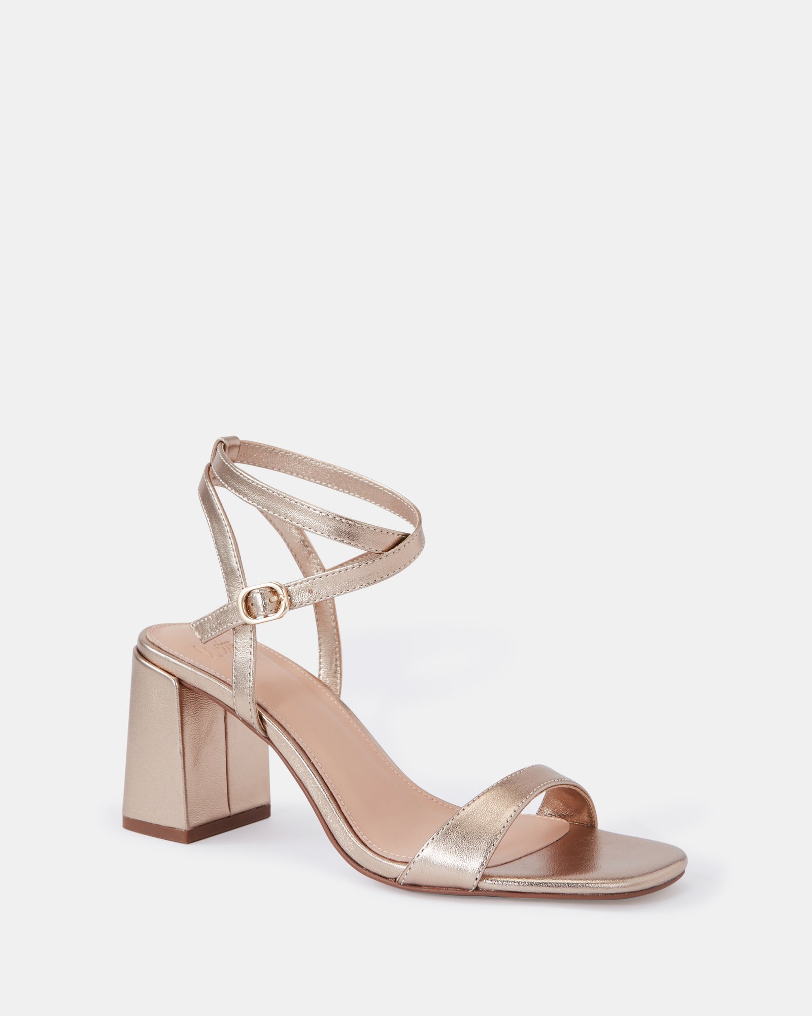 Colette Champagne Metallic Leather Block Heel