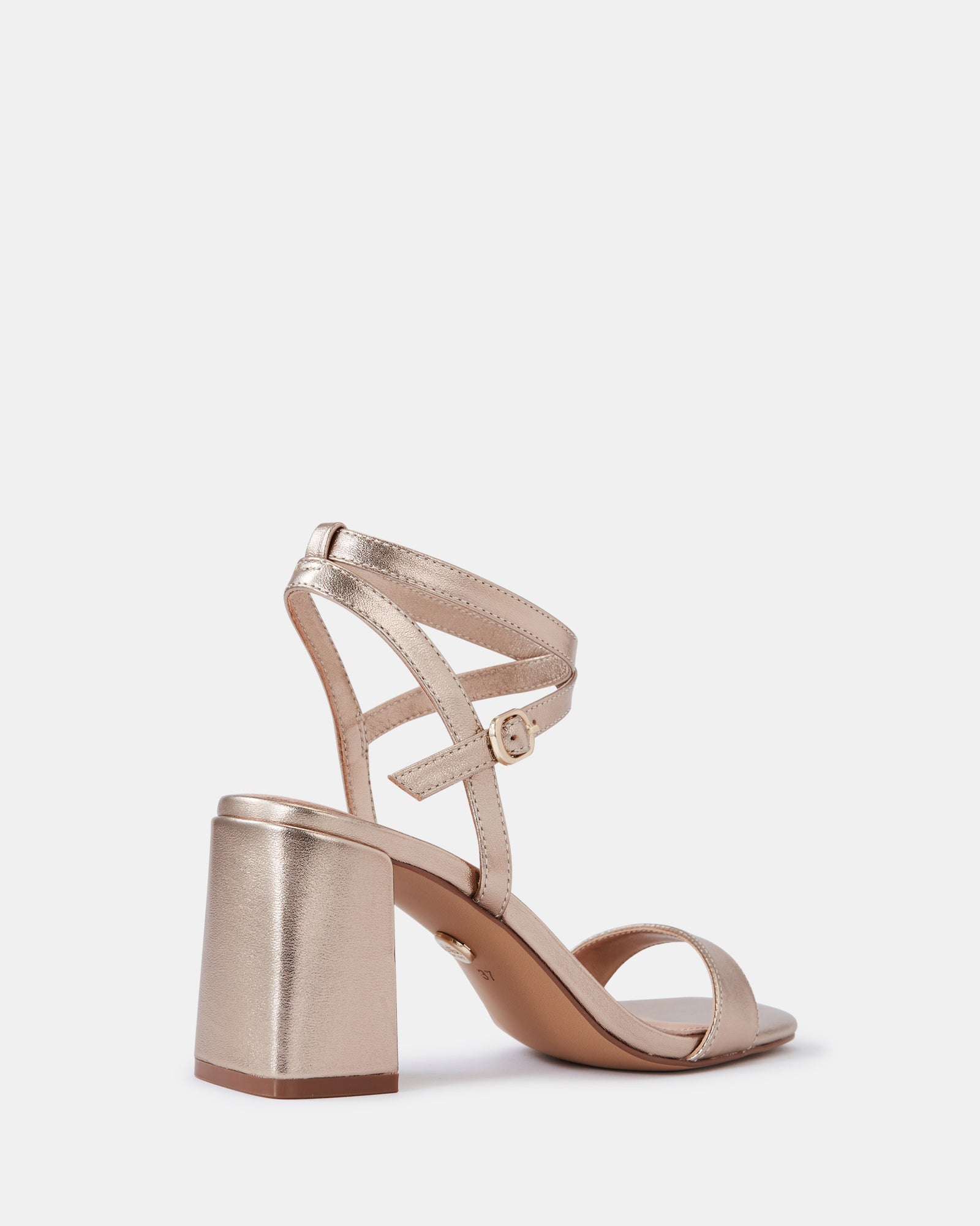 Colette Champagne Metallic Leather Block Heel