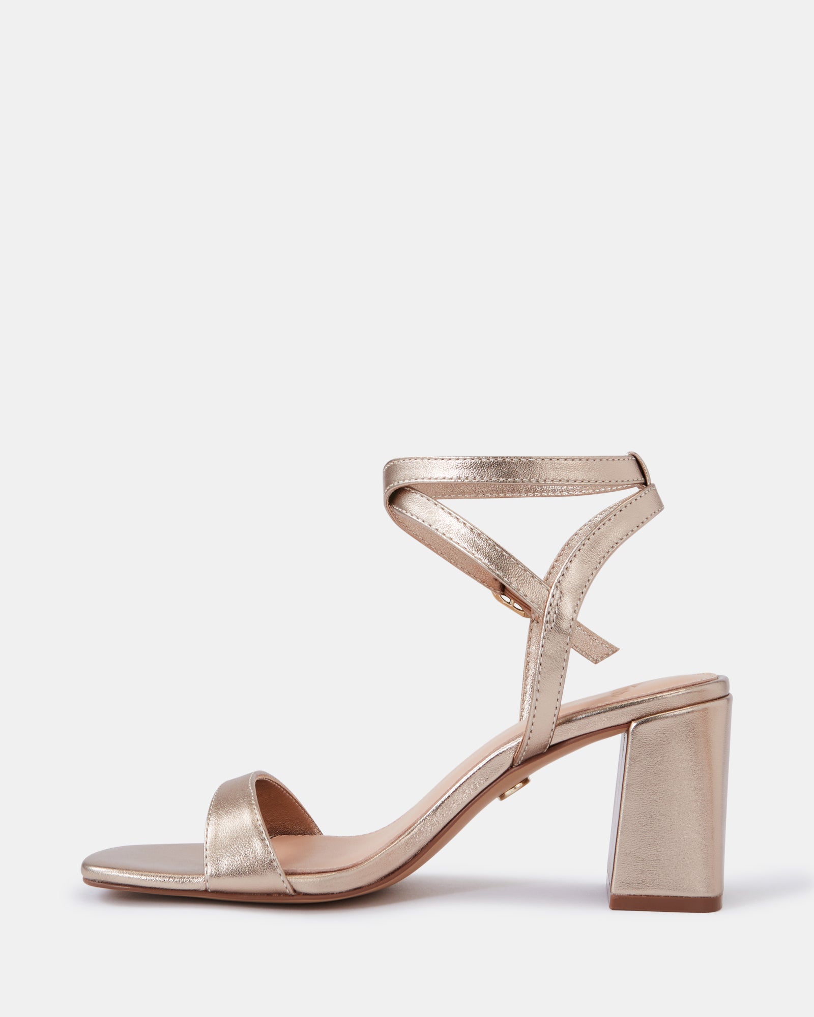 Colette Champagne Metallic Leather Block Heel