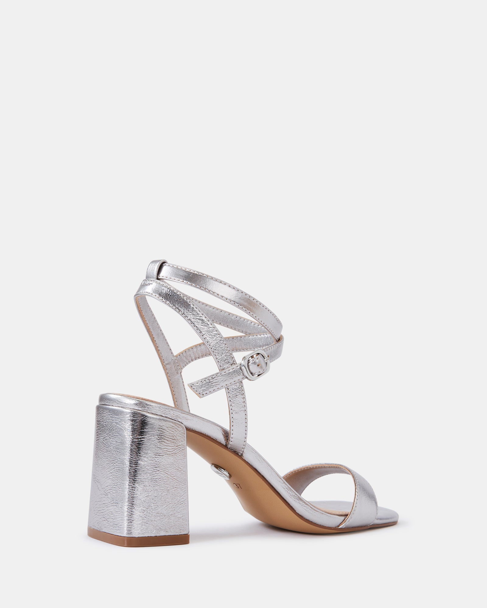 Colette Dark Silver Crease Leather Block Heel