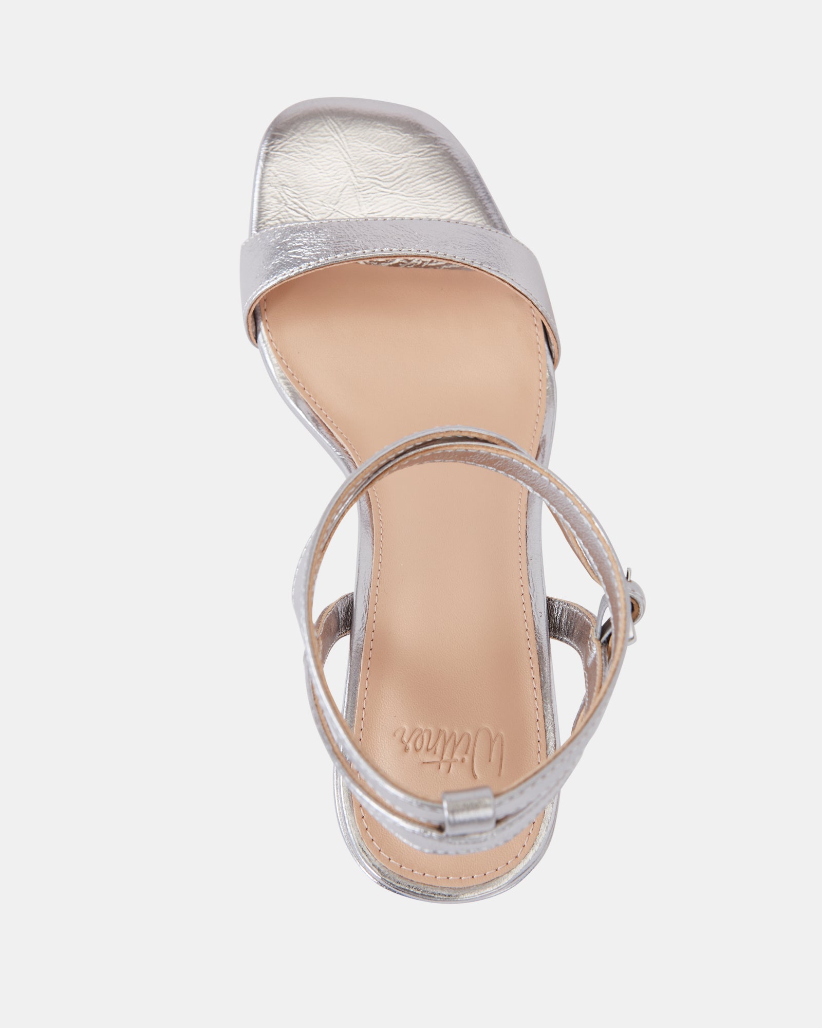 Colette Dark Silver Crease Leather Block Heel