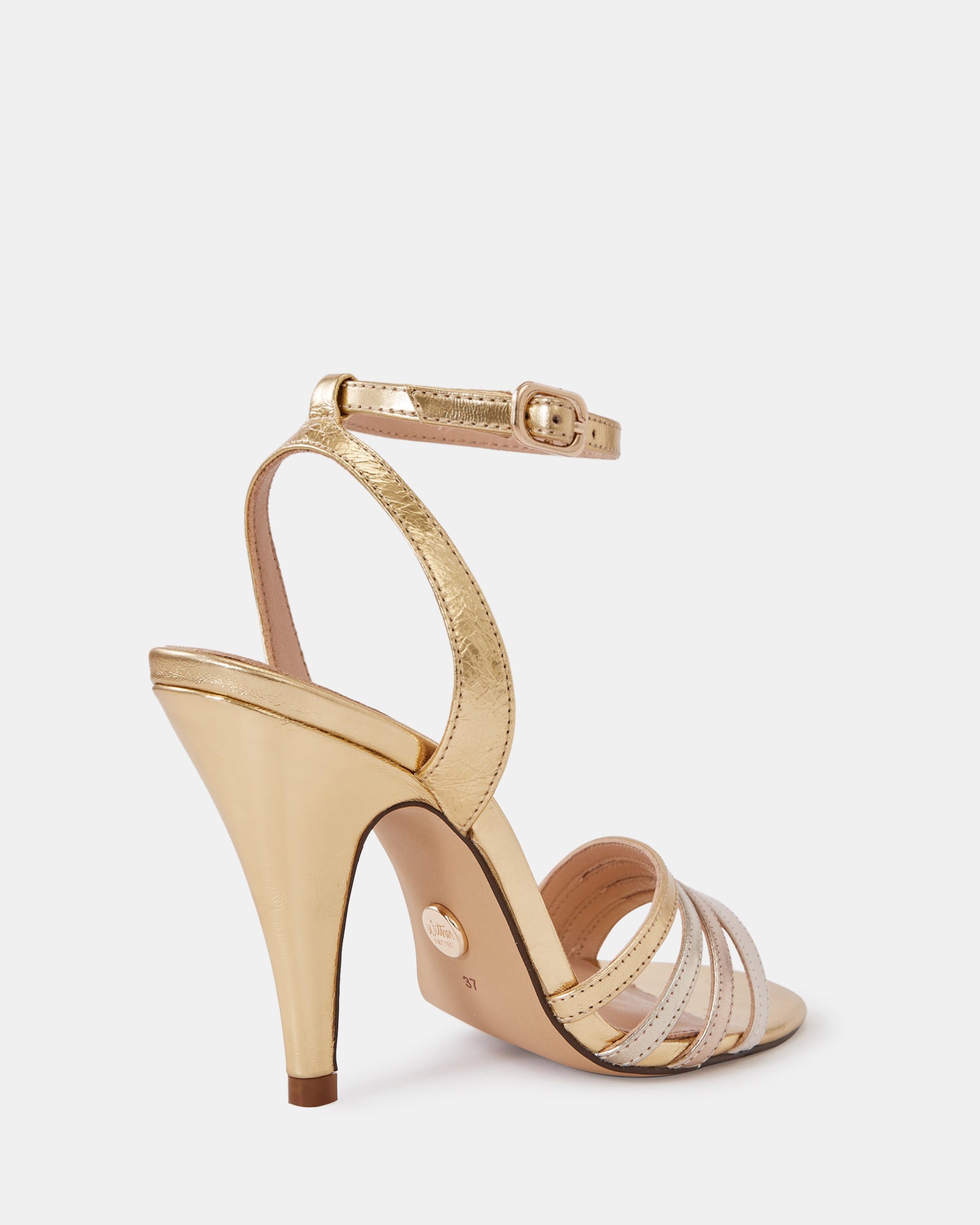 Tate Gold Metallic Leather Strappy Heel