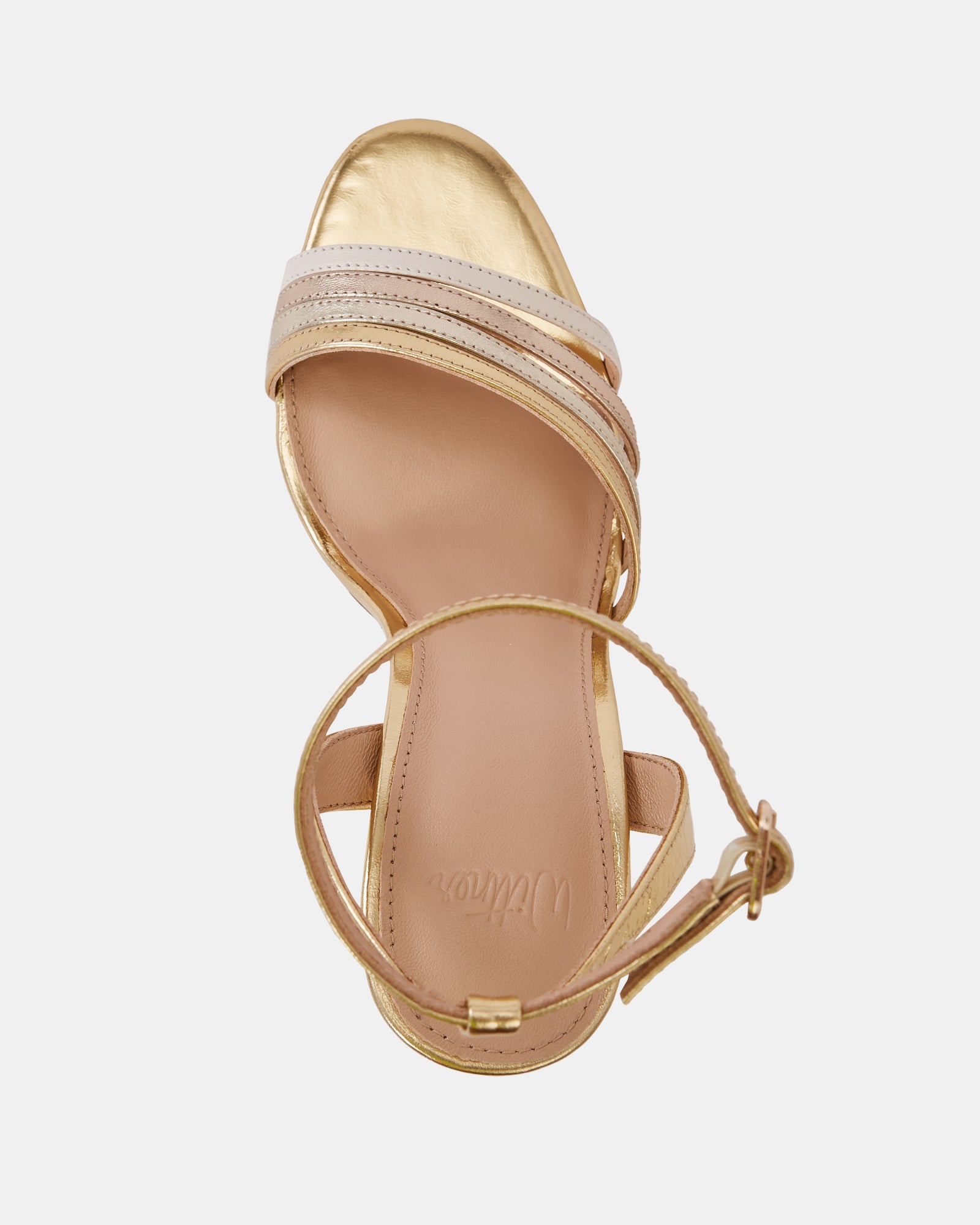 Tate Gold Metallic Leather Strappy Heel