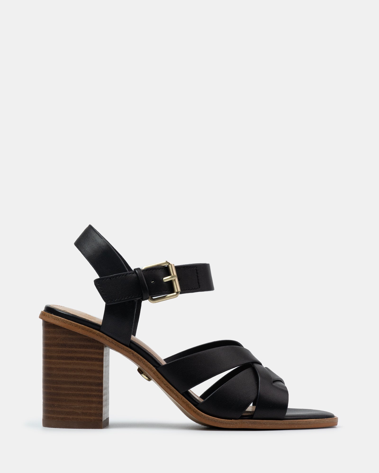 Penni Black Leather Block Heel