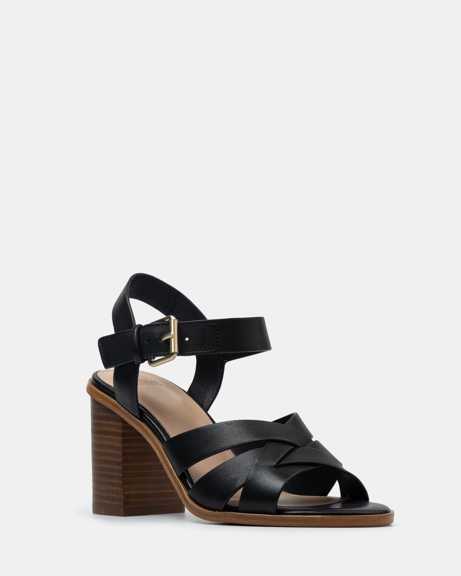 Penni Black Leather Block Heel