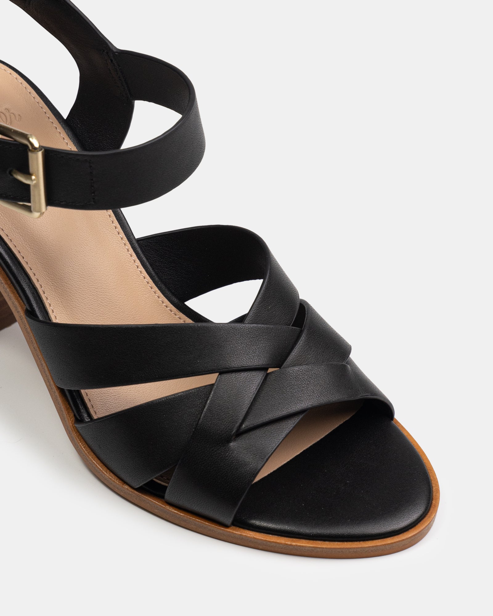 Penni Black Leather Block Heel