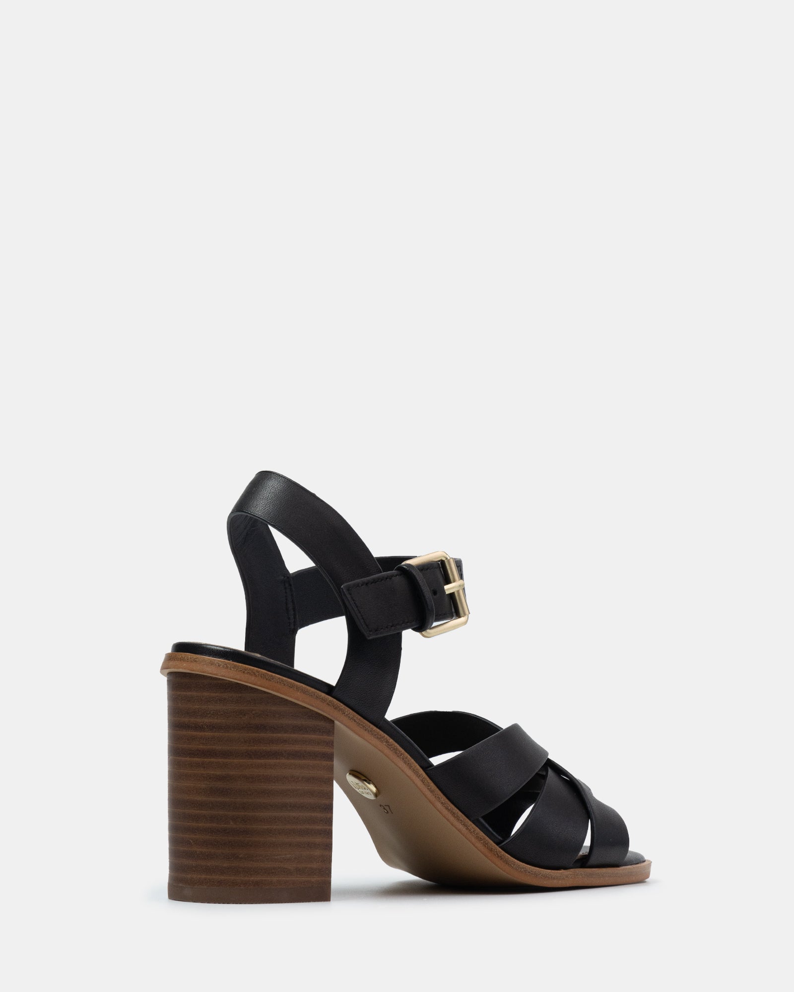 Penni Black Leather Block Heel