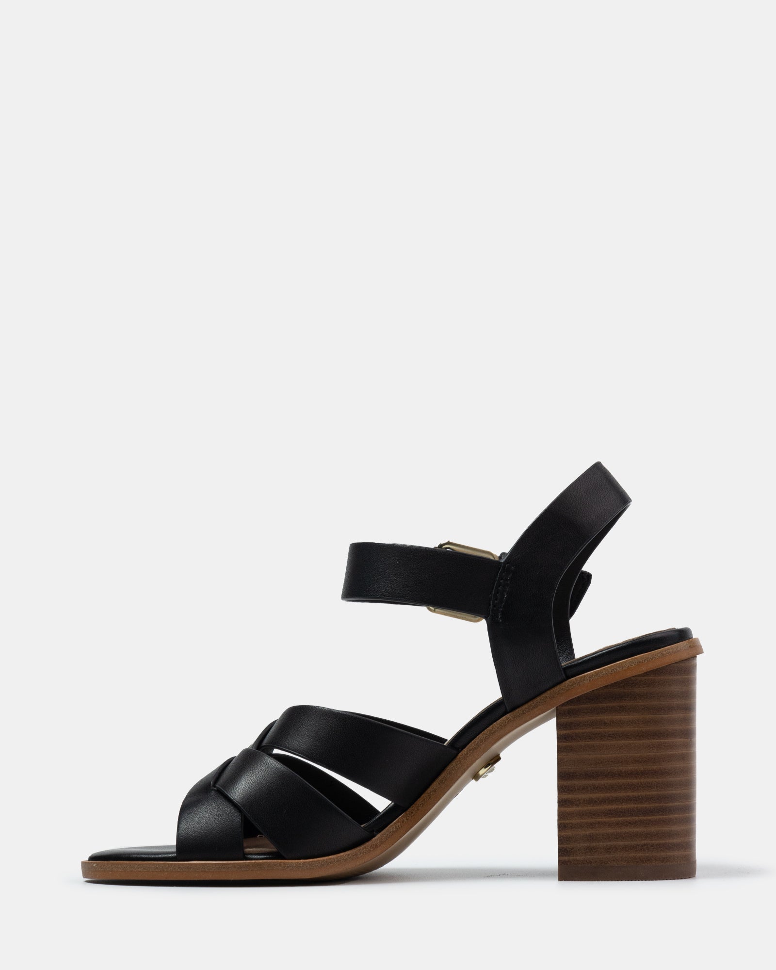 Penni Black Leather Block Heel