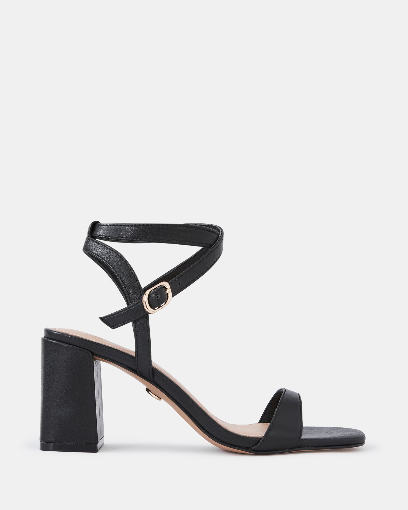 Colette Black Leather Block Heel