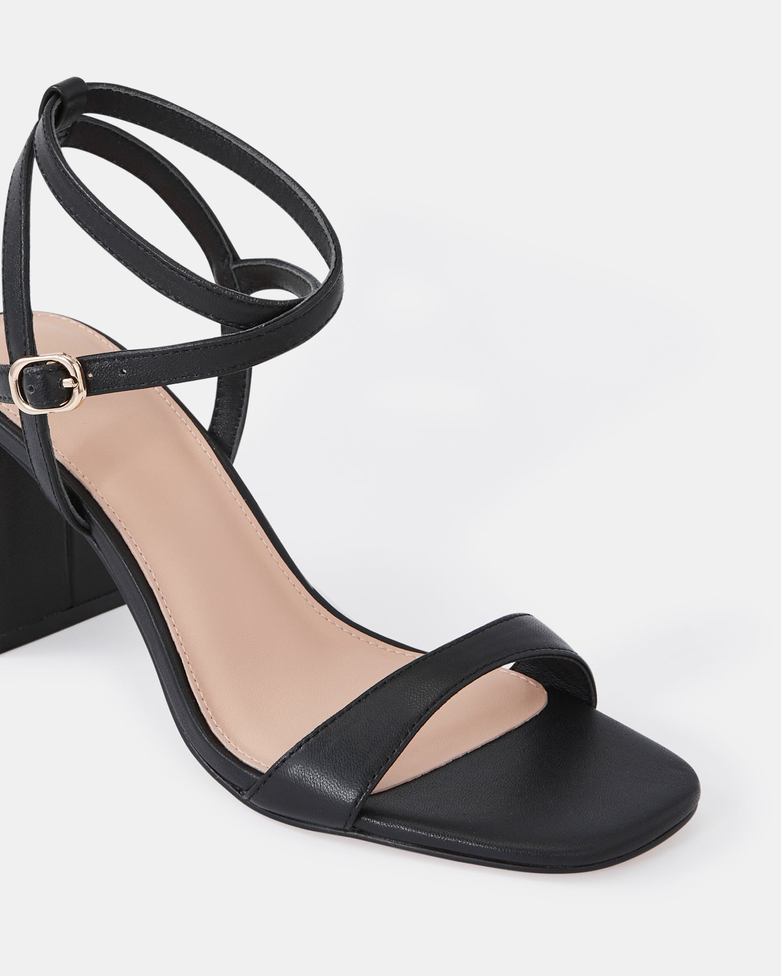 Colette Black Leather Block Heel