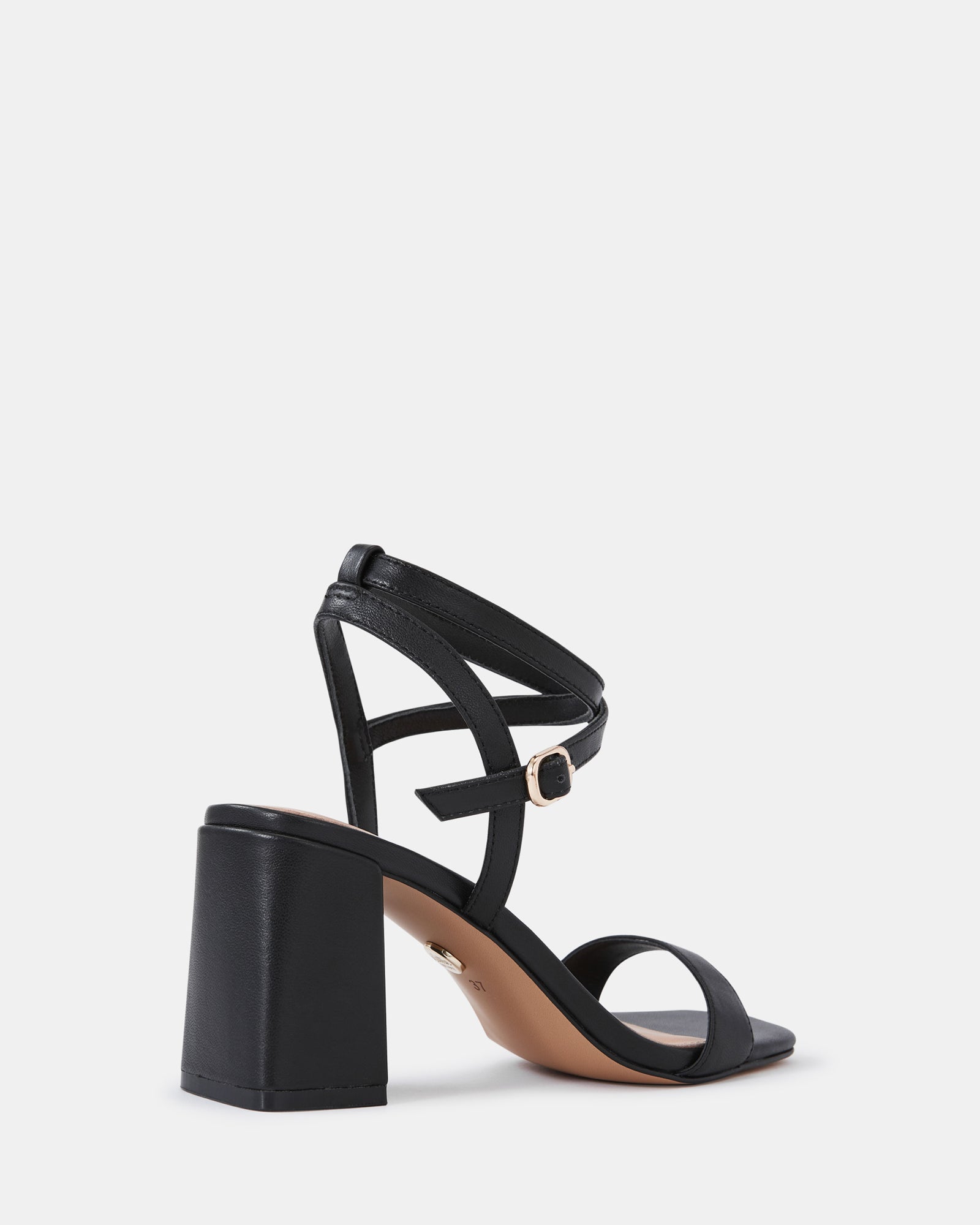 Colette Black Leather Block Heel