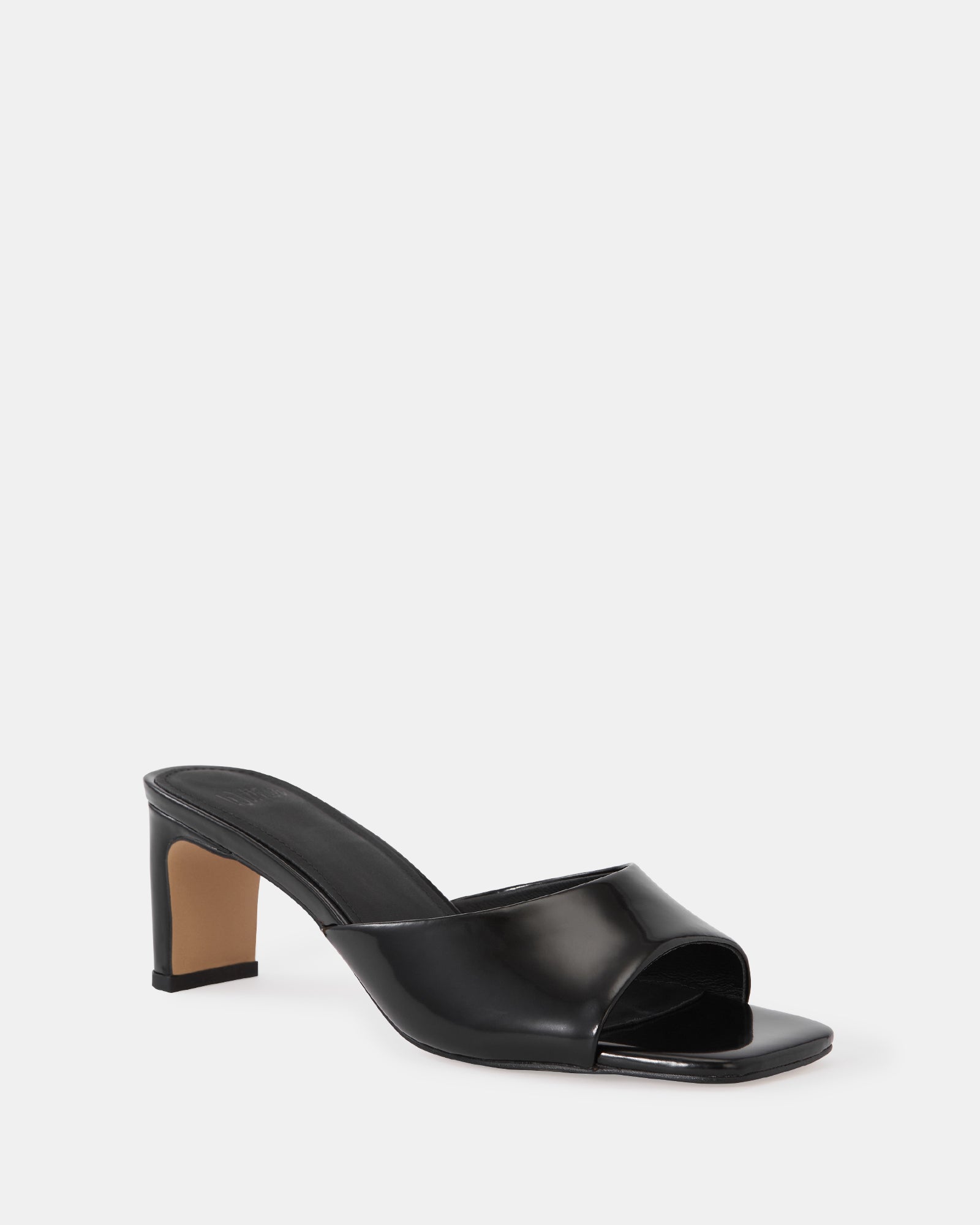 Nikita Black Leather Slim Heel Mule