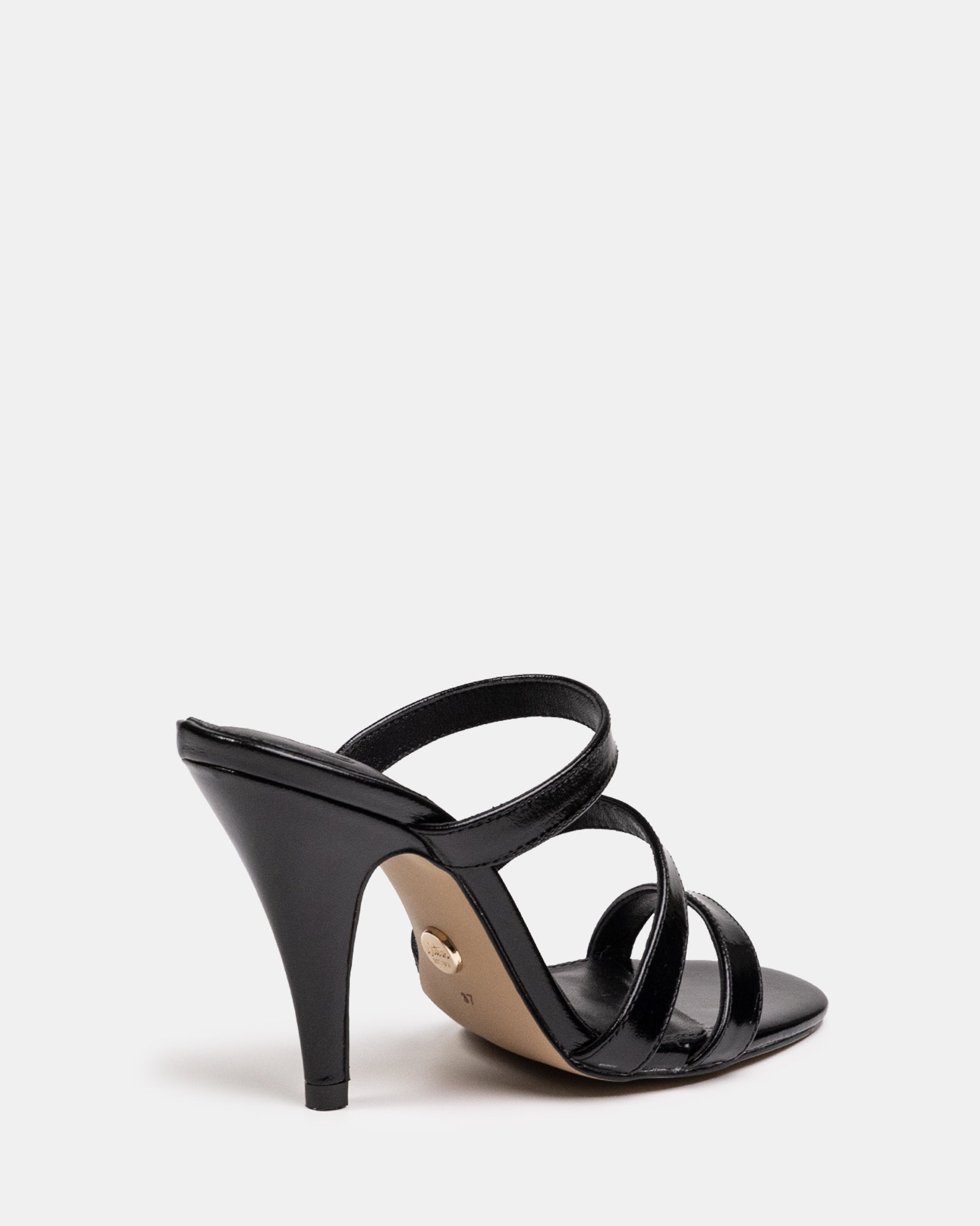 Terra Black Creased Leather Strappy Heel