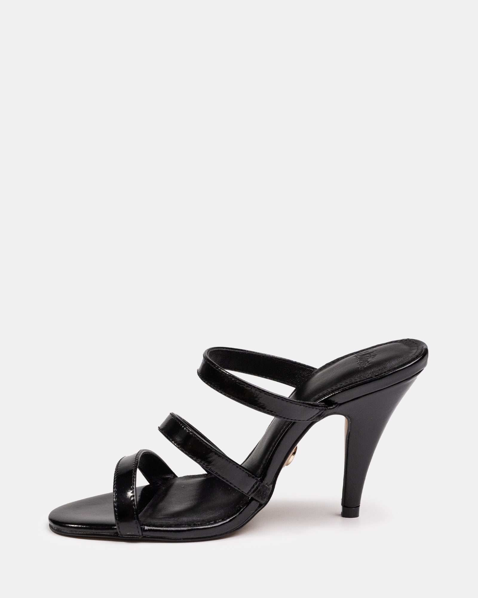 Terra Black Creased Leather Strappy Heel