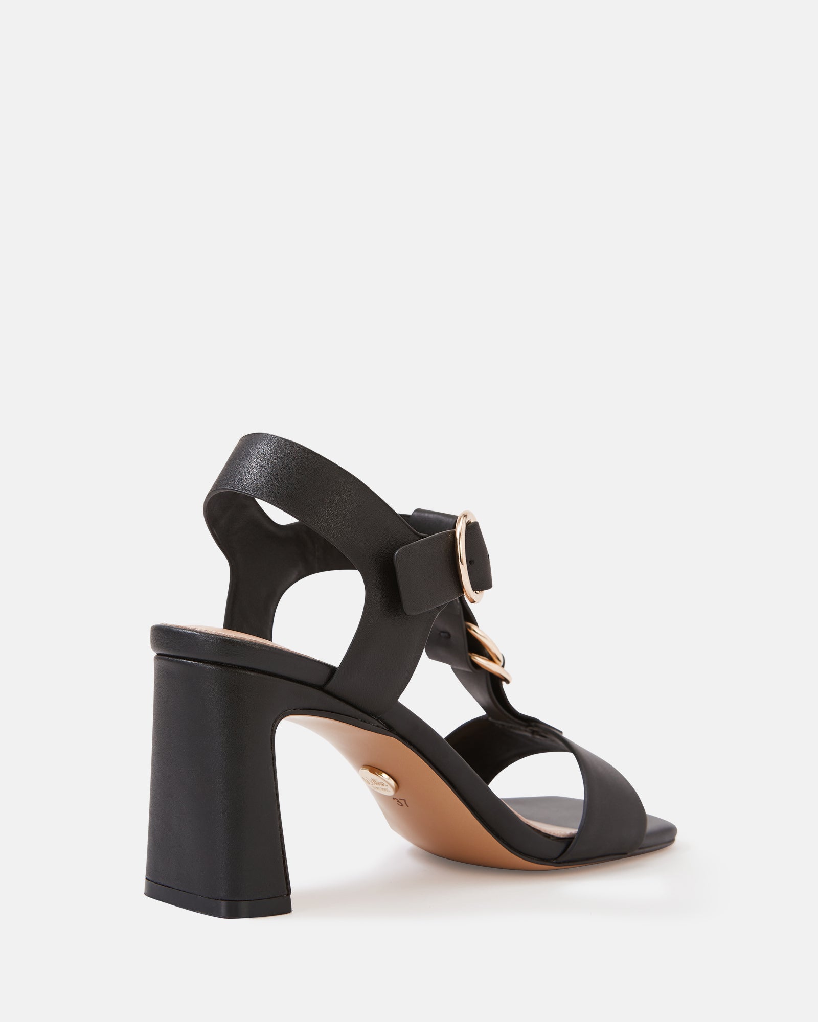 Posy Black Leather Slim Heel