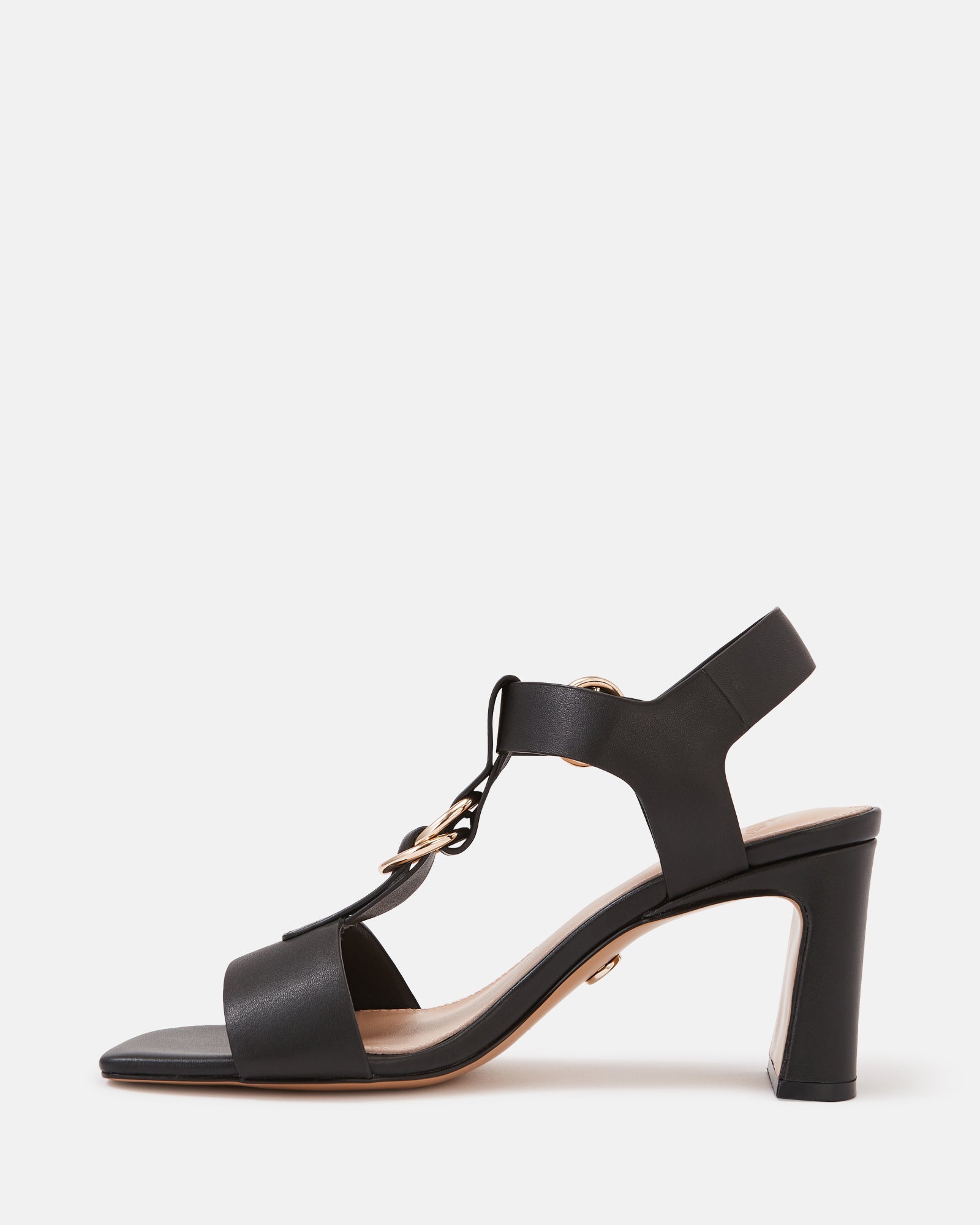 Posy Black Leather Slim Heel